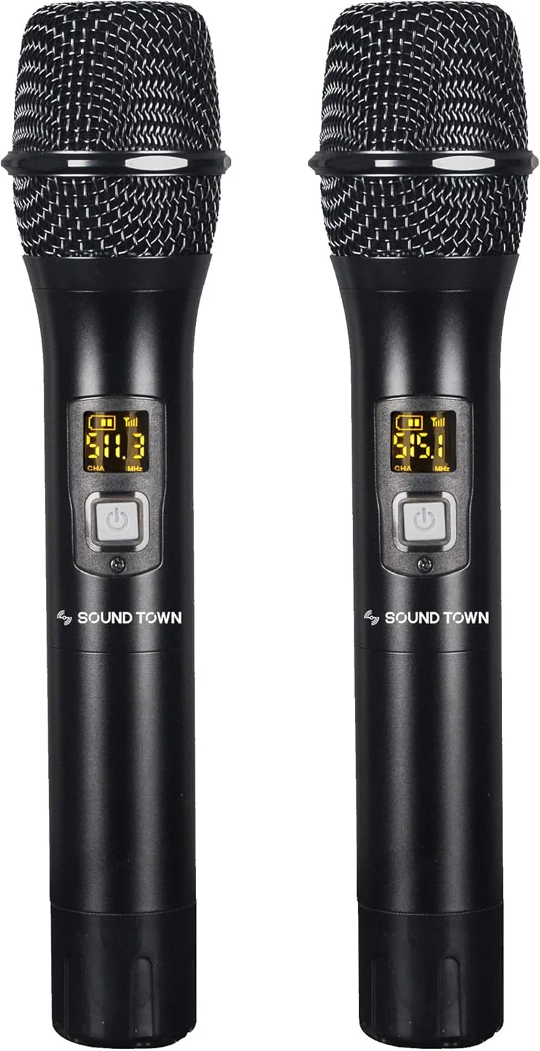 سیستم میکروفون بی سیم سری Sound Town SWM با فرکانس های قابل تنظیم، 2 میکروفون دستی