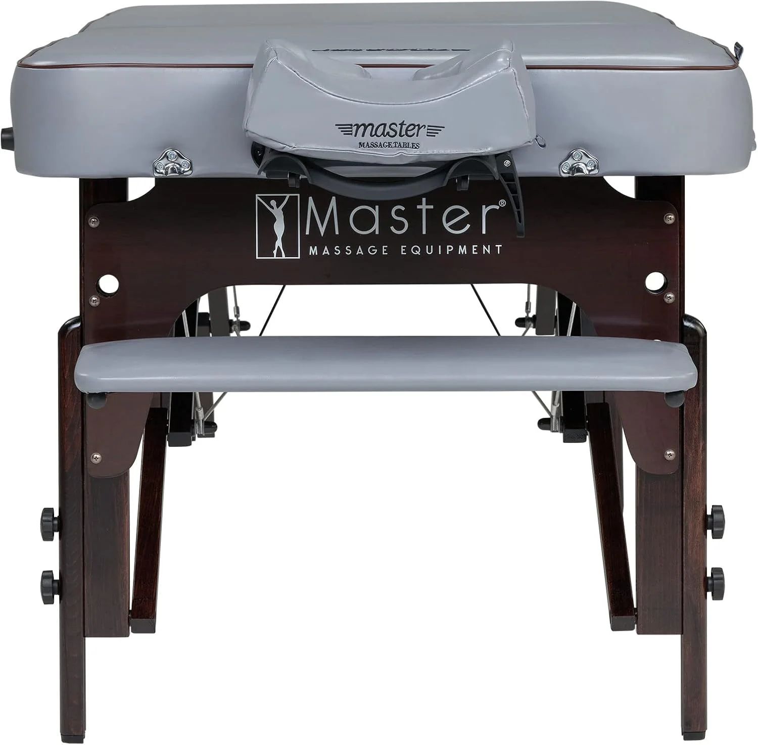 تخت ماساژ قابل حمل تاشو چوبی مقاوم در برابر روغن Master Massage Montour 71cm با روکش مقاوم، پنل ریکی، تخت فیزیوتراپی و زیبایی اسپا به همراه سیستم نور محیطی، خاکستری کبوتری