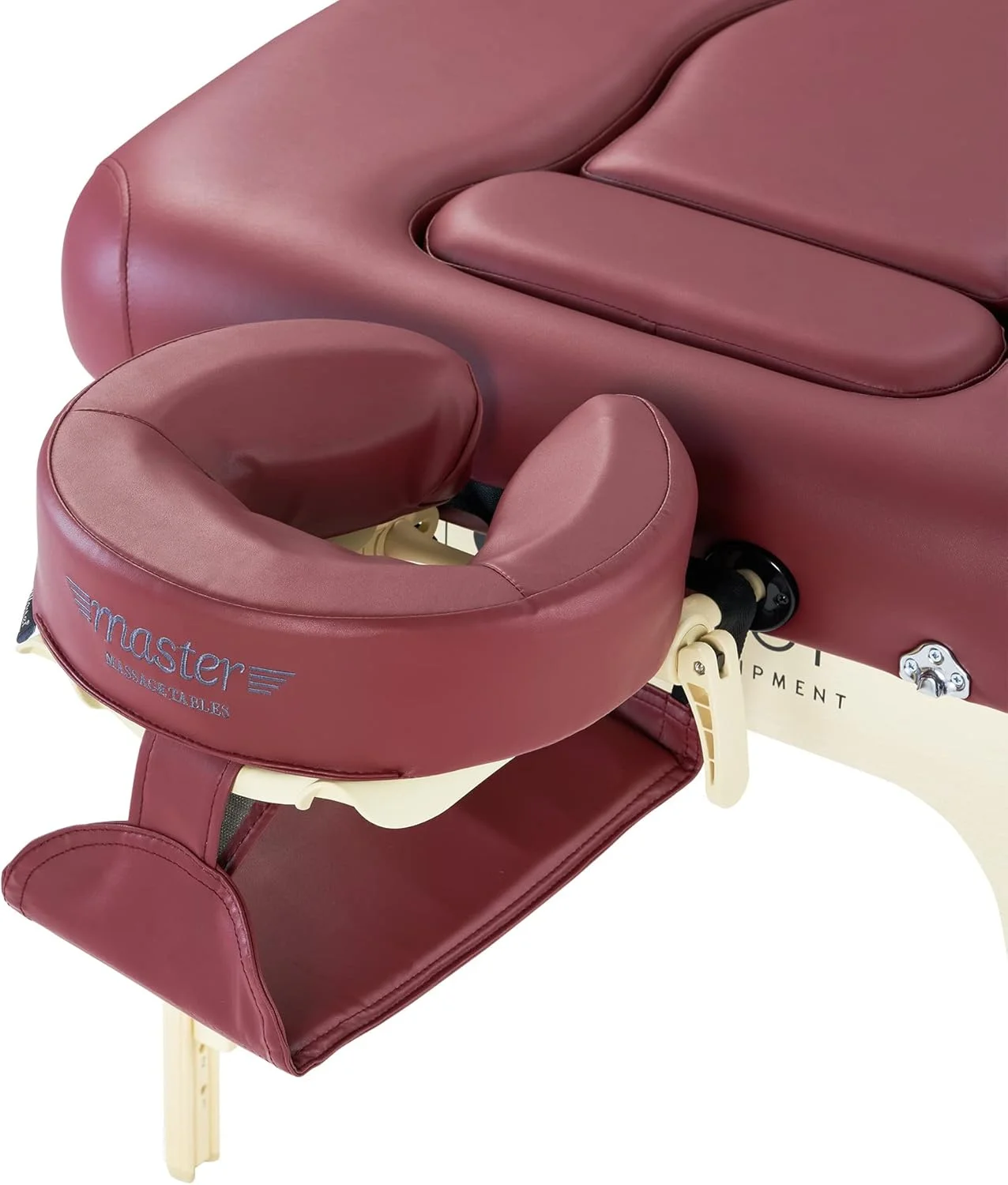 تخت ماساژ تاشو قابل حمل چوبی مستر ماساژ مدل Eva با عرض 76 سانتی متر، مناسب دوران بارداری، دارای سیستم نورپردازی محیطی، بادوام، مناسب برای اسپا، سالن زیبایی و فیزیوتراپی - رنگ زرشکی