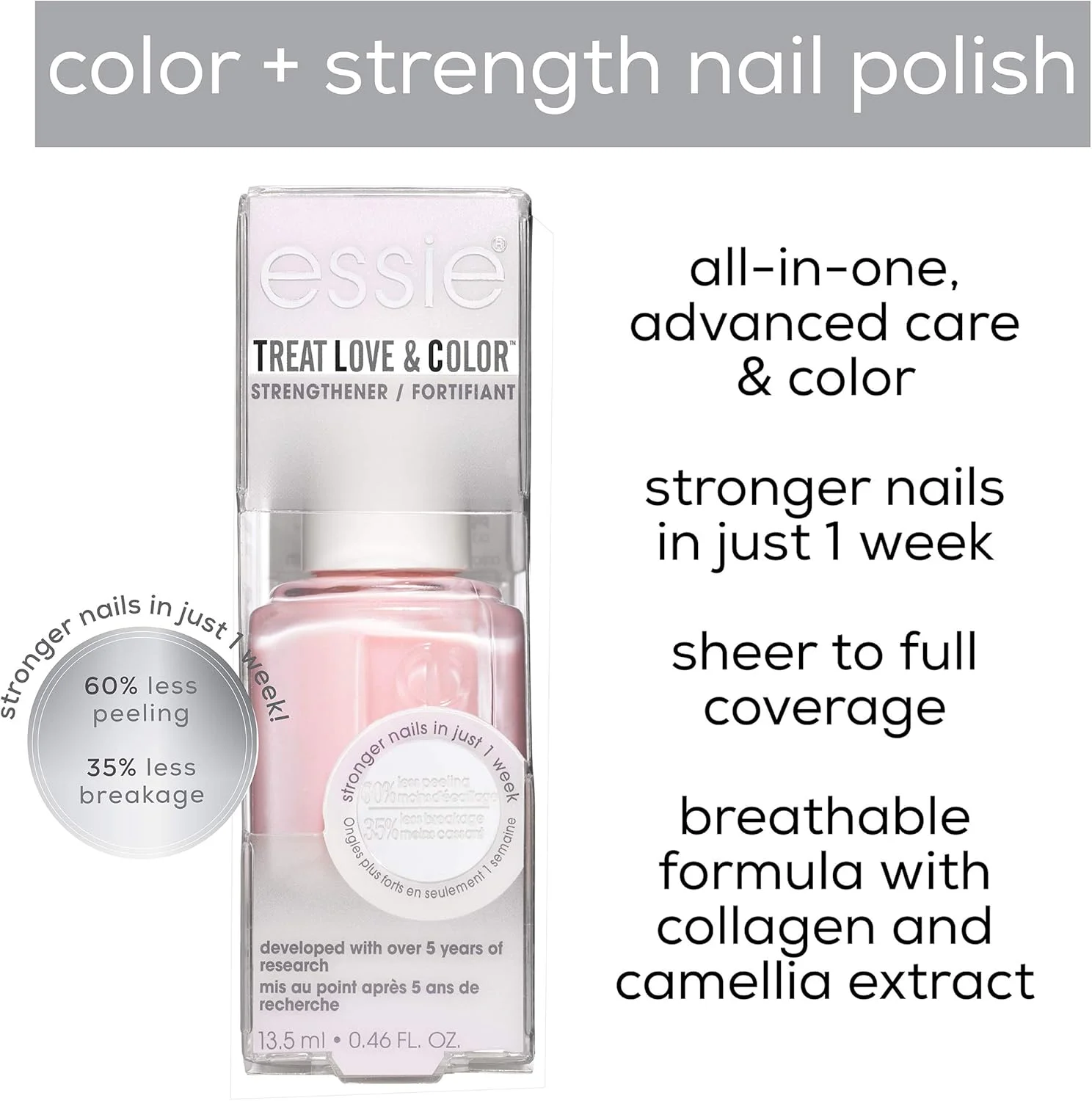 تقویت کننده و لاک ناخن Essie Treat Love & Color، شماره 80 Glow The Distance، 13.5 میلی لیتر تقویت کننده و لاک ناخن Essie Treat Love & Color، شماره 80 Glow The Distance، 13.5 میلی لیتر