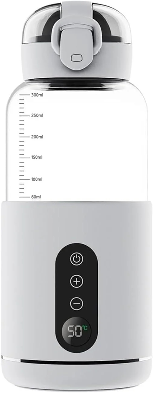 گرمکن آب شارژی آپتویه برای شیر خشک، گرمکن آب قابل حمل 300 میلی لیتری با نمایشگر LCD، گرمکن شیر برای مسافرت، گرمکن شیر برای نوزاد، فلاسک هوشمند بی سیم کودک برای ماشین، مسافرت، فضای باز