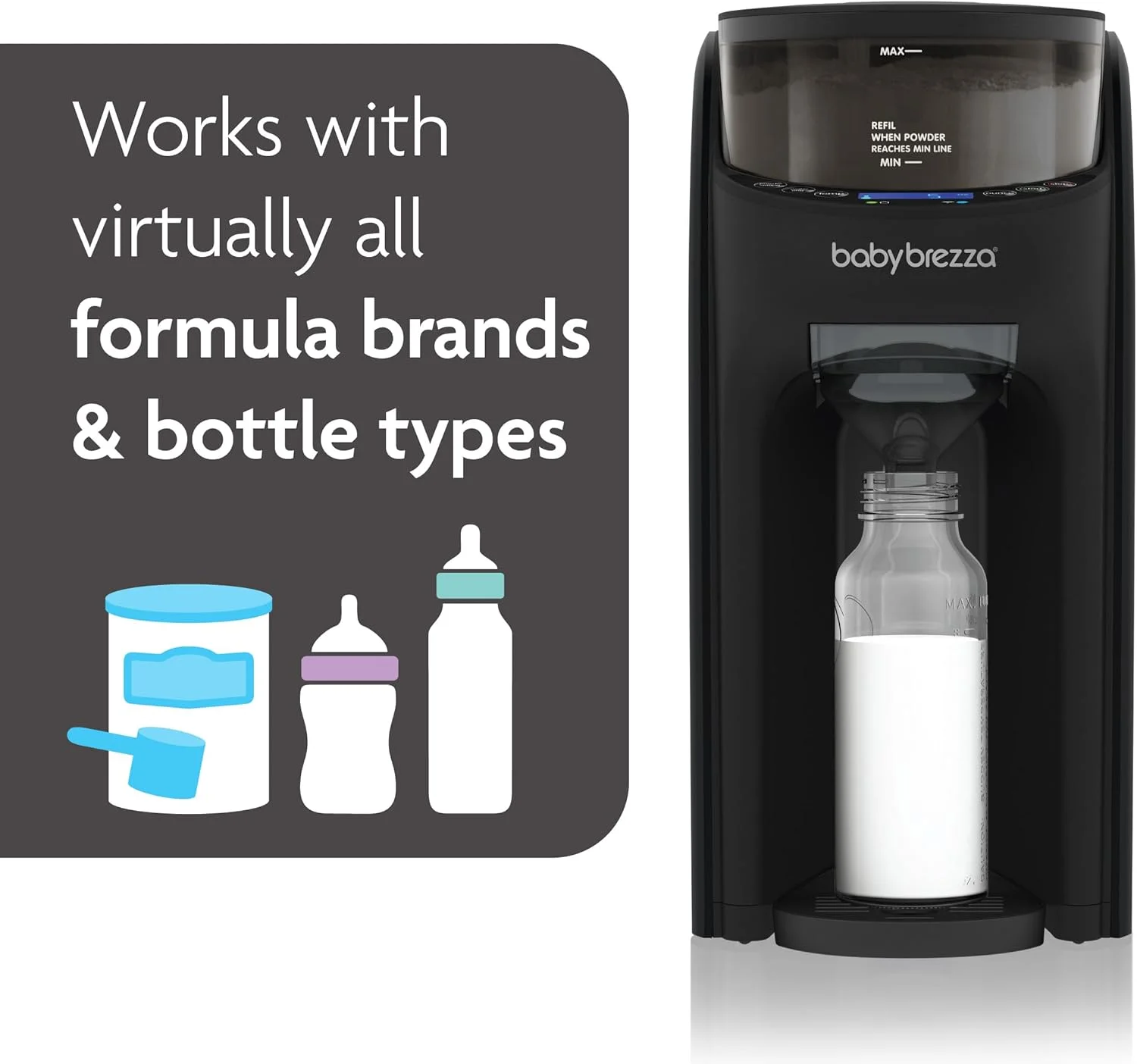 دستگاه فرمول ساز پیشرفته Baby Brezza Formula Pro - مخلوط کردن خودکار و فوری شیشه شیر گرم - تهیه آسان شیشه شیر با ترکیب پودر خودکار، مشکی