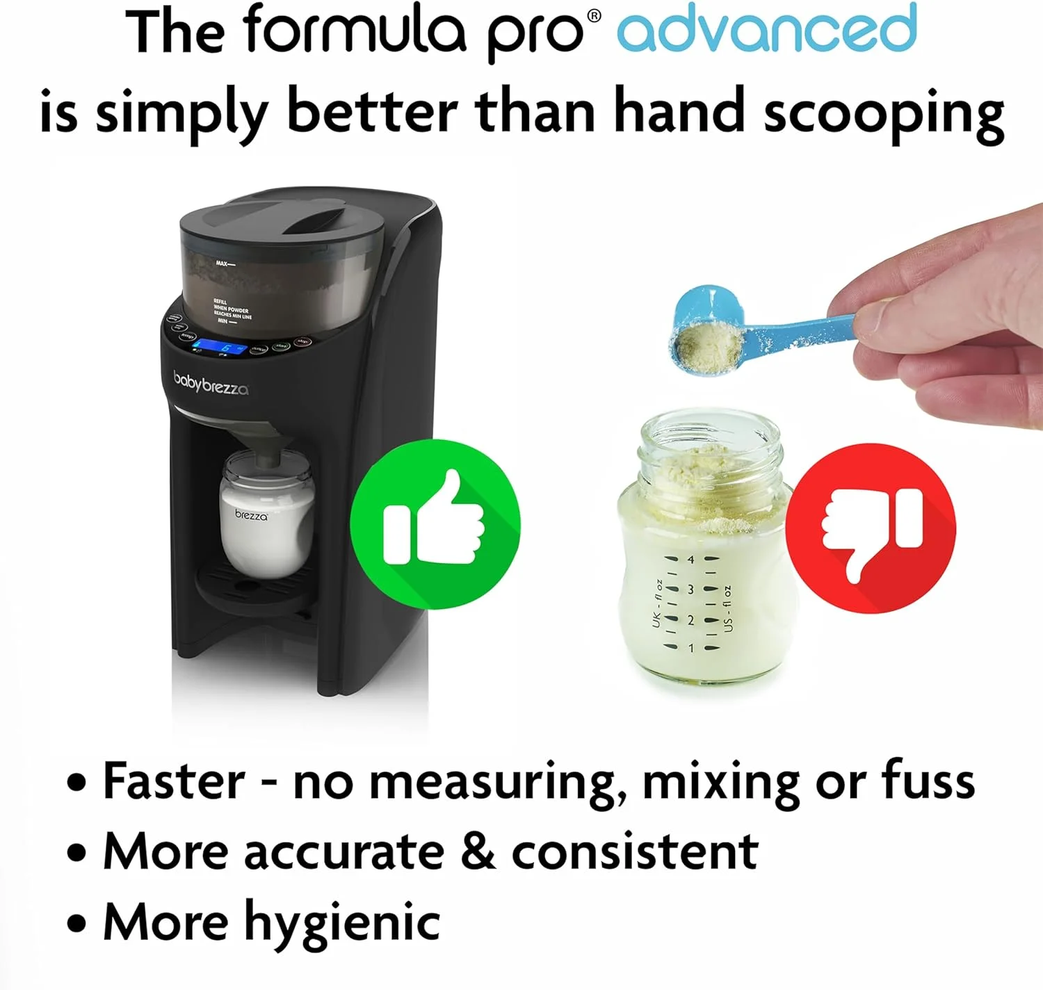 دستگاه فرمول ساز پیشرفته Baby Brezza Formula Pro - مخلوط کردن خودکار و فوری شیشه شیر گرم - تهیه آسان شیشه شیر با ترکیب پودر خودکار، مشکی