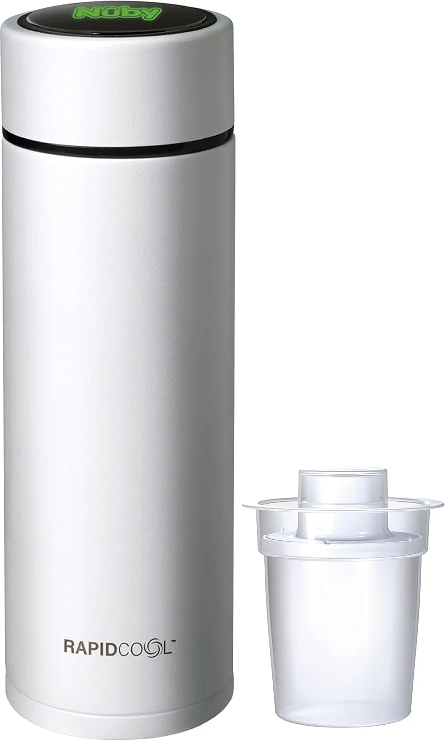شیشه شیر ساز قابل حمل نابی RapidCool، تهیه شیر خشک در 2 دقیقه، ایده آل برای بطری های مسافرتی و تغذیه شبانه. شامل محفظه پودر شیر و درب دیجیتال. بدون نیاز به فیلتر.
