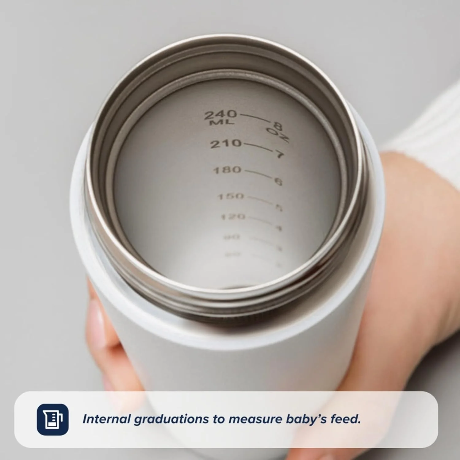 شیشه شیر ساز قابل حمل نابی RapidCool، تهیه شیر خشک در 2 دقیقه، ایده آل برای بطری های مسافرتی و تغذیه شبانه. شامل محفظه پودر شیر و درب دیجیتال. بدون نیاز به فیلتر.