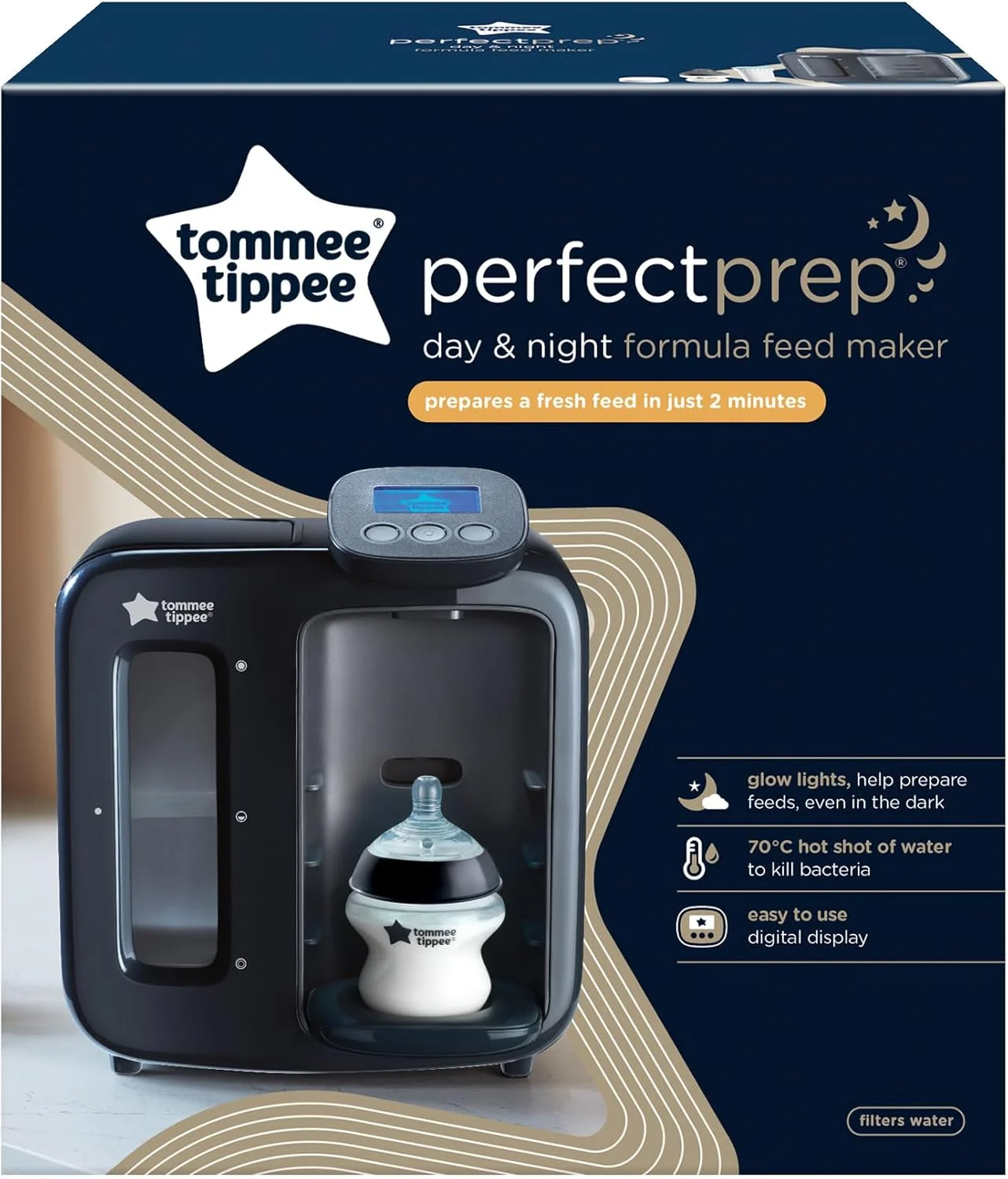 دستگاه تهیه شیر خشک Tommee Tippee مدل Optimal Prep Day and Night، دستگاه سریع و فوری سازنده شیشه شیر کودک با فیلتر ضد باکتری، نمایشگر دیجیتال و ویژگی های مناسب خواب، مشکی دستگاه تهیه شیر خشک Tommee Tippee مدل Optimal Prep Day and Night، دستگاه سریع و فوری سازنده شیشه شیر کودک با فیلتر ضد باکتری، نمایشگر دیجیتال و ویژگی های مناسب خواب، مشکی