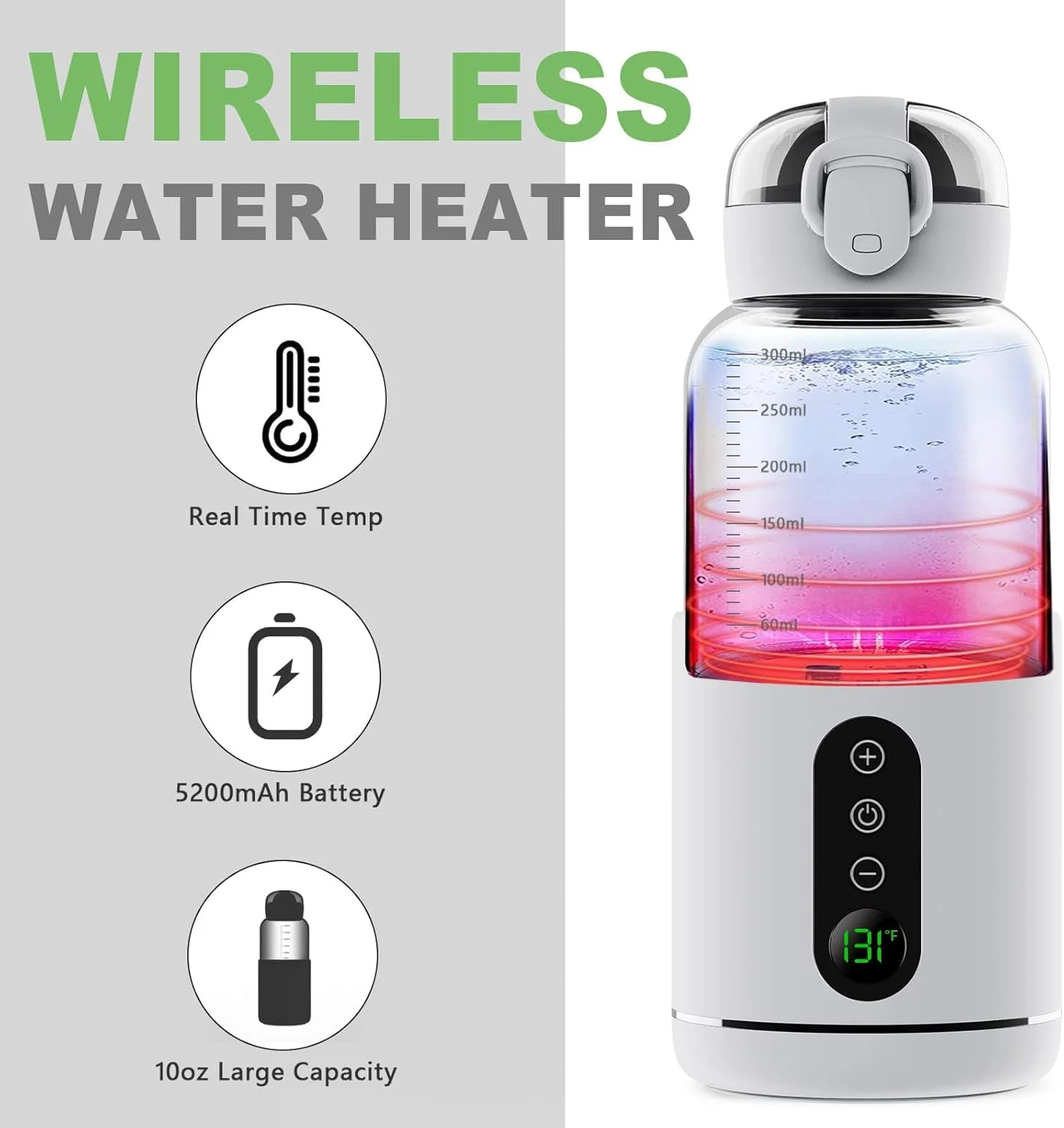 گرم کننده آب شارژی MAKINGTEC برای شیر خشک و شیر مادر، کنترل دقیق دما، 300 میلی لیتر، گرم کننده آب فوری قابل حمل برای مسافرت، فلاسک هوشمند بی سیم کودک برای ماشین، مسافرت، فضای باز، با باتری گرم کننده آب شارژی MAKINGTEC برای شیر خشک و شیر مادر، کنترل دقیق دما، 300 میلی لیتر، گرم کننده آب فوری قابل حمل برای مسافرت، فلاسک هوشمند بی سیم کودک برای ماشین، مسافرت، فضای باز، با باتری