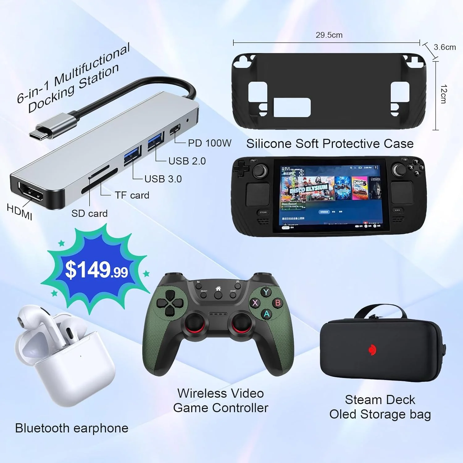 کنسول بازی دستی Valve Steam Deck OLED، 7.4 اینچ، 90 هرتز، 1280x800، SteamOS 3.0، به همراه کیف حمل و لوازم جانبی کنسول بازی دستی Valve Steam Deck OLED، 7.4 اینچ، 90 هرتز، 1280x800، SteamOS 3.0، به همراه کیف حمل و لوازم جانبی