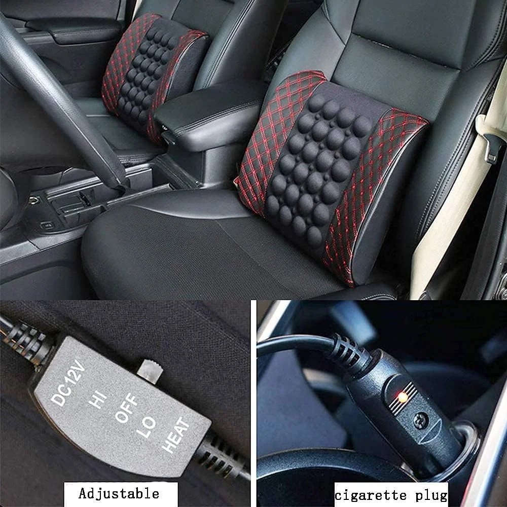 بالشت ماساژور برقی خودرو KASTWAVE با پشتیبانی کمری، پشتی صندلی خودرو برای تسکین درد کمر، ماساژور کمر، بالشت ویبره ماساژ کمر