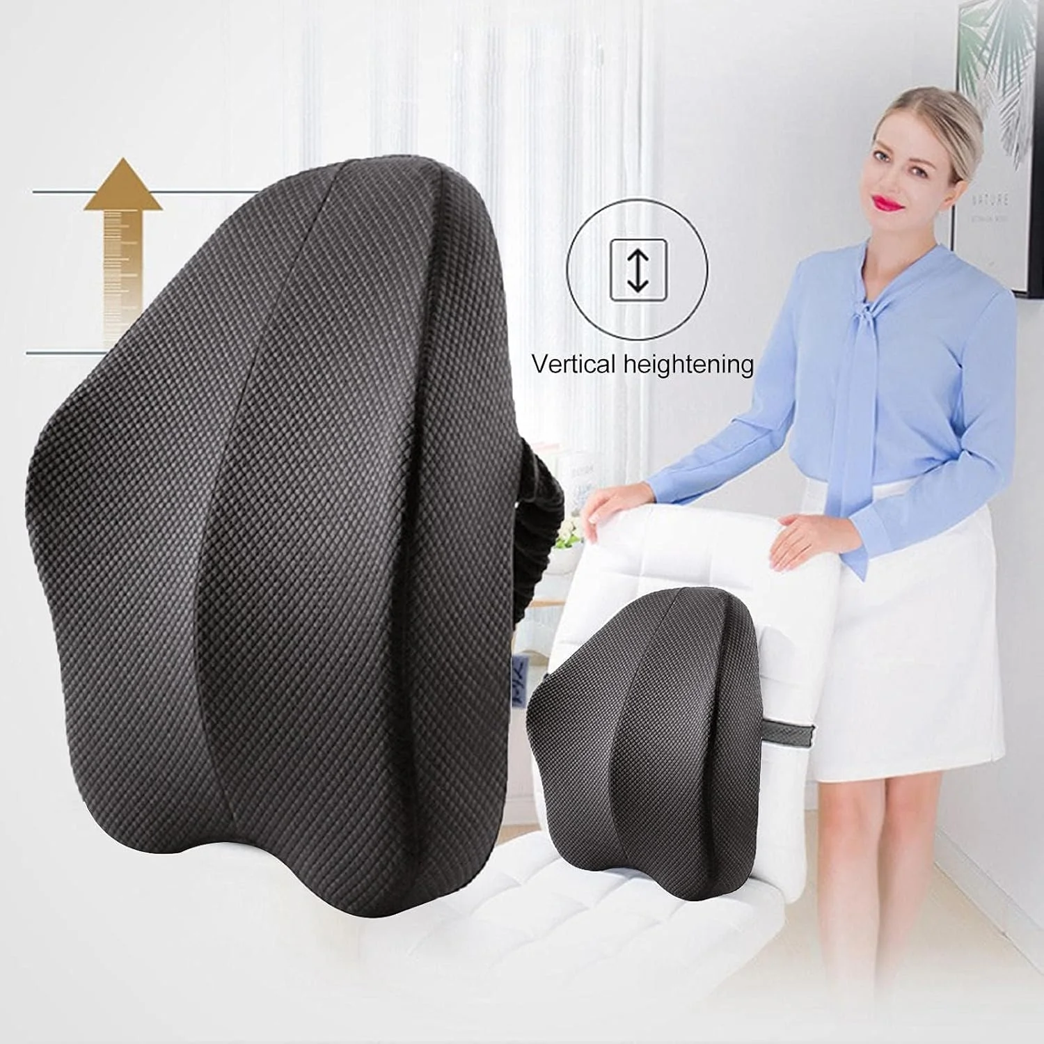 بالش پشتی صندلی اداری KASTWAVE، بالش پشتی مموری فوم با بندهای اضافی، بالش استراحت کمر ارگونومیک خنک کننده برای ماشین، مبل، صندلی تکیه گاه دار، صندلی گیمینگ، مشکی بالش پشتی صندلی اداری KASTWAVE، بالش پشتی مموری فوم با بندهای اضافی، بالش استراحت کمر ارگونومیک خنک کننده برای ماشین، مبل، صندلی تکیه گاه دار، صندلی گیمینگ، مشکی