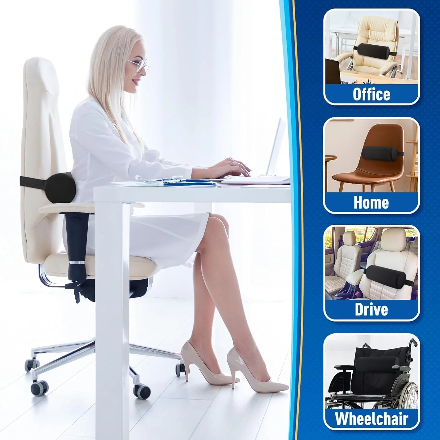 بالشتک پشتی کمری KASTWAVE برای صندلی اداری، ماشین، صندلی گیمینگ، بالشتک مموری فوم با روکش قابل شستشو برای تسکین درد کمر و بهبود وضعیت بدنی، مشکی بالشتک پشتی کمری KASTWAVE برای صندلی اداری، ماشین، صندلی گیمینگ، بالشتک مموری فوم با روکش قابل شستشو برای تسکین درد کمر و بهبود وضعیت بدنی، مشکی