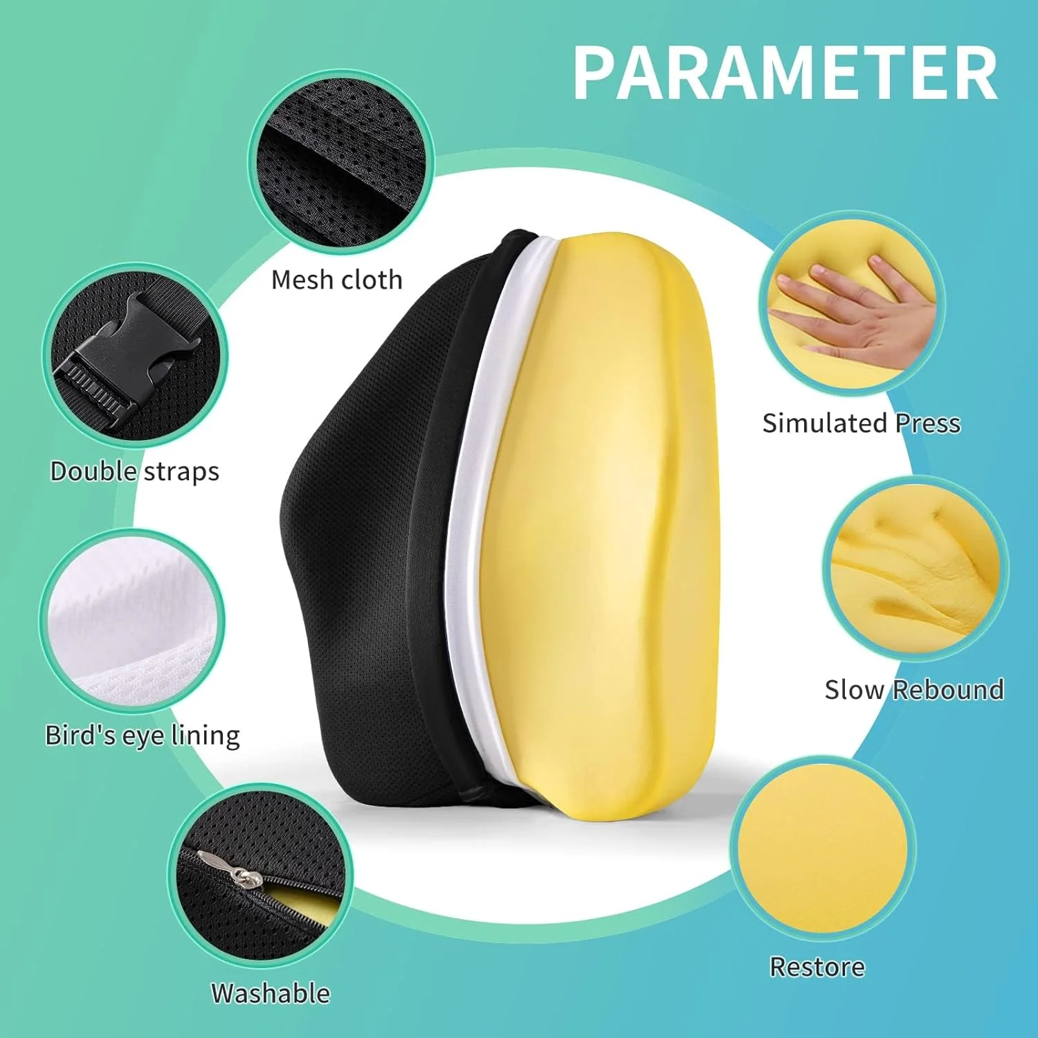 بالش پشتی صندلی اداری KASTWAVE، بالش پشتی مموری فوم با بندهای اضافی، بالش استراحت کمر ارگونومیک خنک کننده برای ماشین، مبل، صندلی تکیه گاه دار، صندلی گیمینگ، مشکی بالش پشتی صندلی اداری KASTWAVE، بالش پشتی مموری فوم با بندهای اضافی، بالش استراحت کمر ارگونومیک خنک کننده برای ماشین، مبل، صندلی تکیه گاه دار، صندلی گیمینگ، مشکی