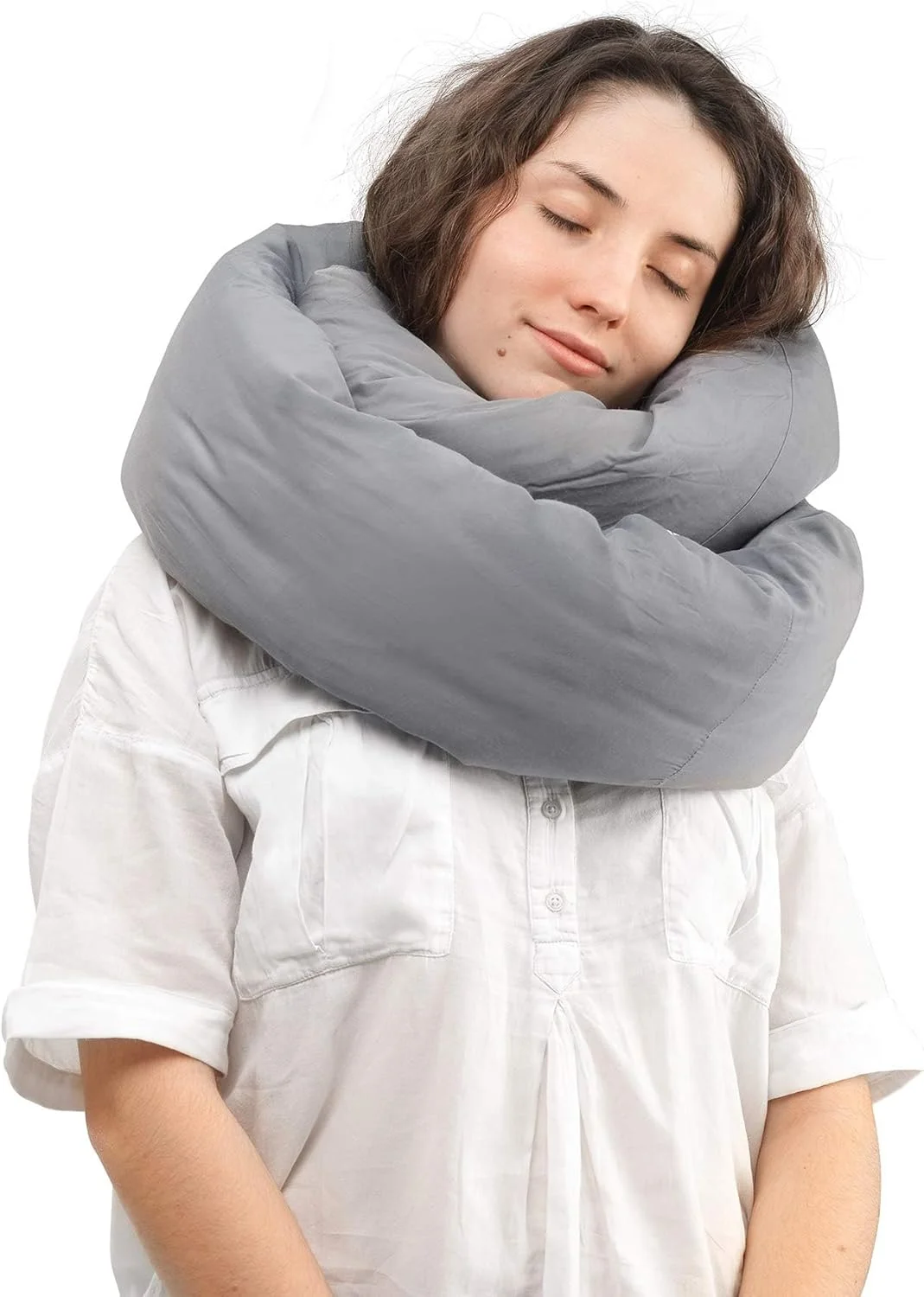 بالش گردنی نرم KASTWAVE nfinity Pillow - مناسب خواب و استراحت در خانه، مسافرت، هواپیما و قطار (خاکستری)