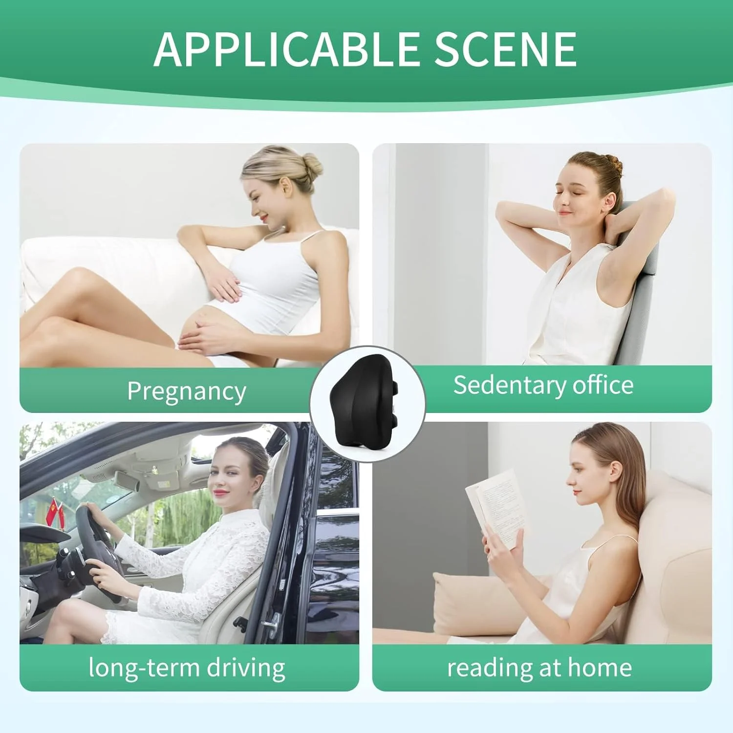 بالش پشتی صندلی اداری KASTWAVE، بالش پشتی مموری فوم با بندهای اضافی، بالش استراحت کمر ارگونومیک خنک کننده برای ماشین، مبل، صندلی تکیه گاه دار، صندلی گیمینگ، مشکی بالش پشتی صندلی اداری KASTWAVE، بالش پشتی مموری فوم با بندهای اضافی، بالش استراحت کمر ارگونومیک خنک کننده برای ماشین، مبل، صندلی تکیه گاه دار، صندلی گیمینگ، مشکی