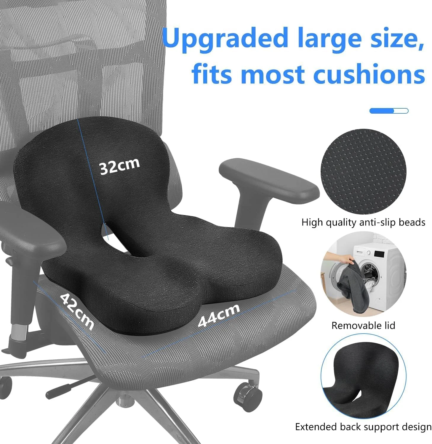 بالشتک دنبالچه بزرگ مموری فوم KASTWAVE، پد دنبالچه برای درد دنبالچه، سیاتیک، هموروئید، بالشتک حلقه ای صندلی اداری مناسب برای صندلی ماشین و صندلی گیمینگ بالشتک دنبالچه بزرگ مموری فوم KASTWAVE، پد دنبالچه برای درد دنبالچه، سیاتیک، هموروئید، بالشتک حلقه ای صندلی اداری مناسب برای صندلی ماشین و صندلی گیمینگ