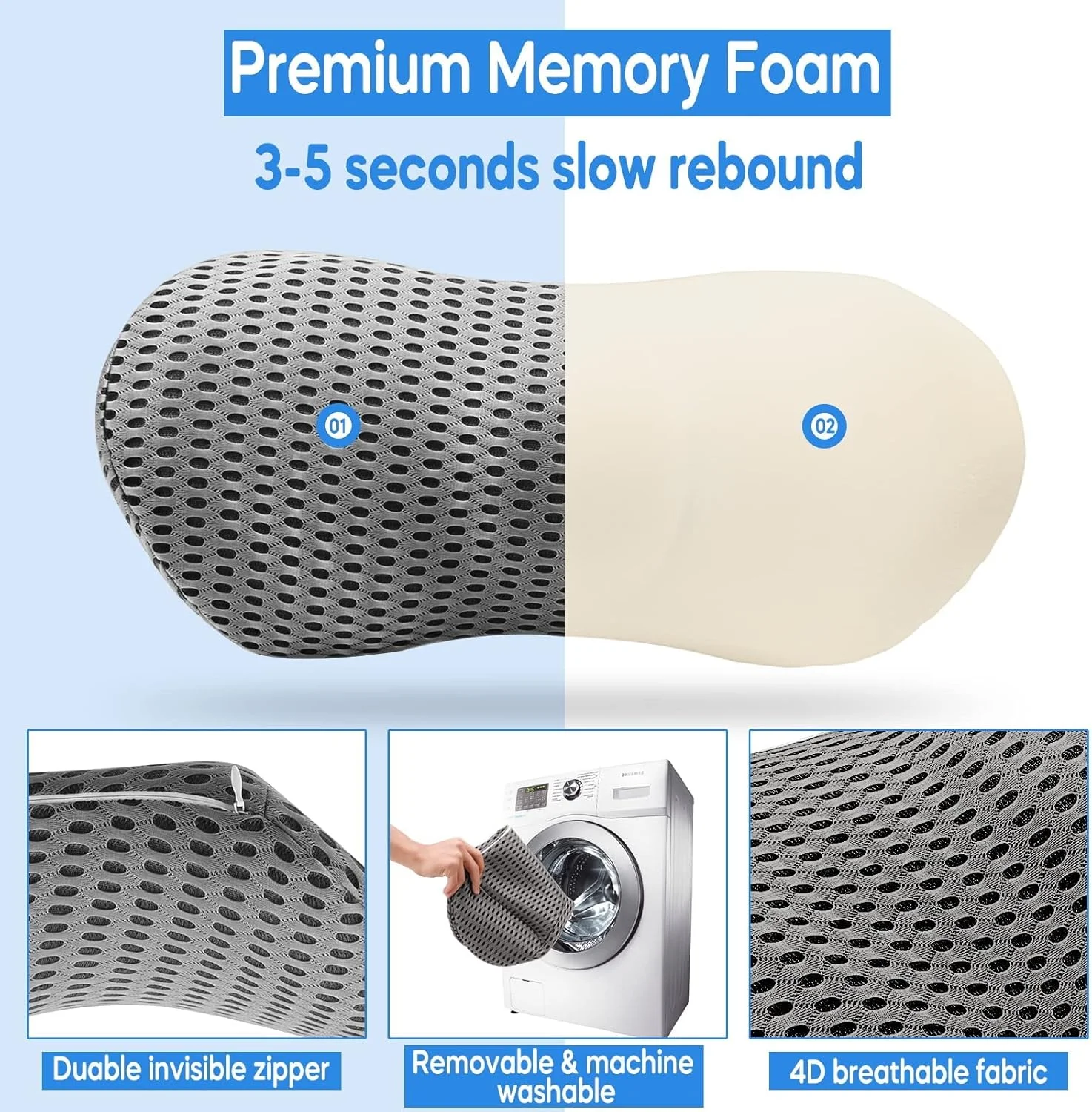 بالش پشتیبانی KASTWAVE برای خواب، بالش پشتی مموری فوم Neo برای تسکین درد کمر، بالش پشتی کمر برای مادر، بالش برای صندلی اداری، ماشین، تخت (خاکستری) بالش پشتیبانی KASTWAVE برای خواب، بالش پشتی مموری فوم Neo برای تسکین درد کمر، بالش پشتی کمر برای مادر، بالش برای صندلی اداری، ماشین، تخت (خاکستری)