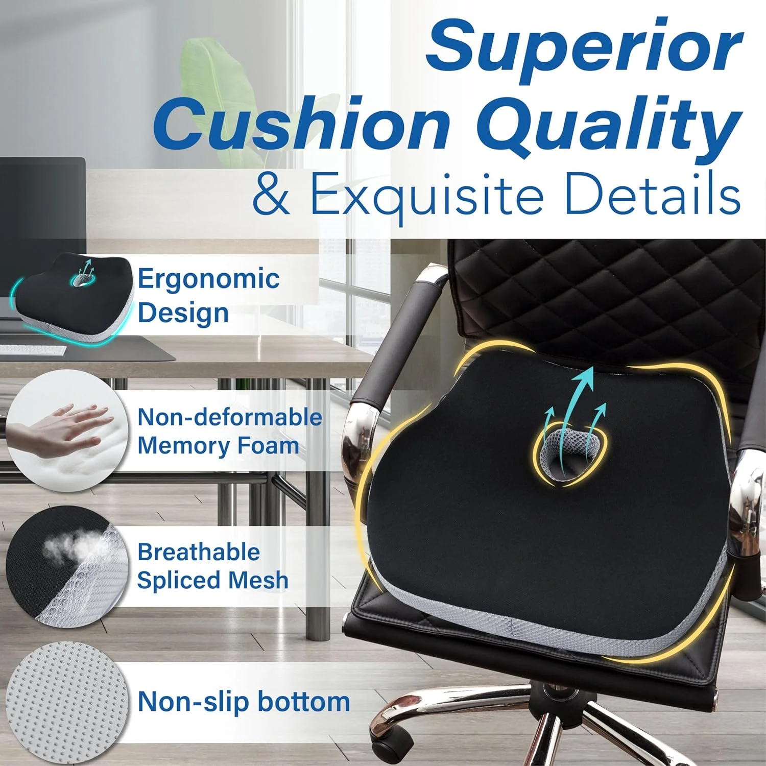 بالشتک صندلی خودرو KASTWAVE، بالشتک های فوم حافظه دار ارگونومیک برای رانندگی، تسکین درد سیاتیک و کمر، بالشتک فوم حافظه دار توری 4 بعدی تنفسی برای رانندگی، صندلی اداری، ویلچر، مشکی بالشتک صندلی خودرو KASTWAVE، بالشتک های فوم حافظه دار ارگونومیک برای رانندگی، تسکین درد سیاتیک و کمر، بالشتک فوم حافظه دار توری 4 بعدی تنفسی برای رانندگی، صندلی اداری، ویلچر، مشکی