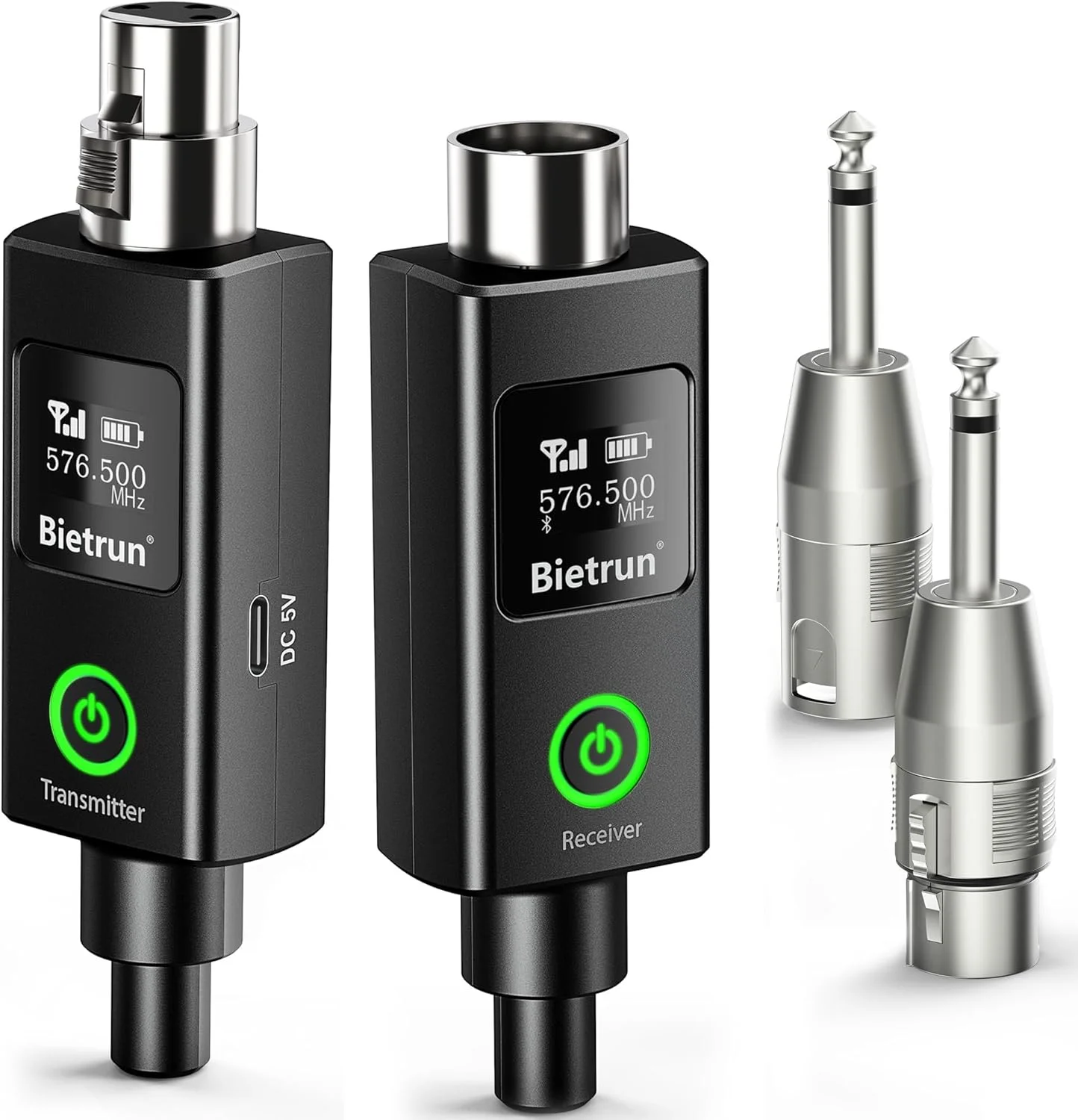 فرستنده و گیرنده بی سیم XLR بیترون با فانتوم پاور 48 ولت، آداپتور XLR میکروفون بی سیم با 30 کانال، برد UHF 230 فوت، برای میکروفون دینامیک و کندانسور، میکسر، کارت صدا