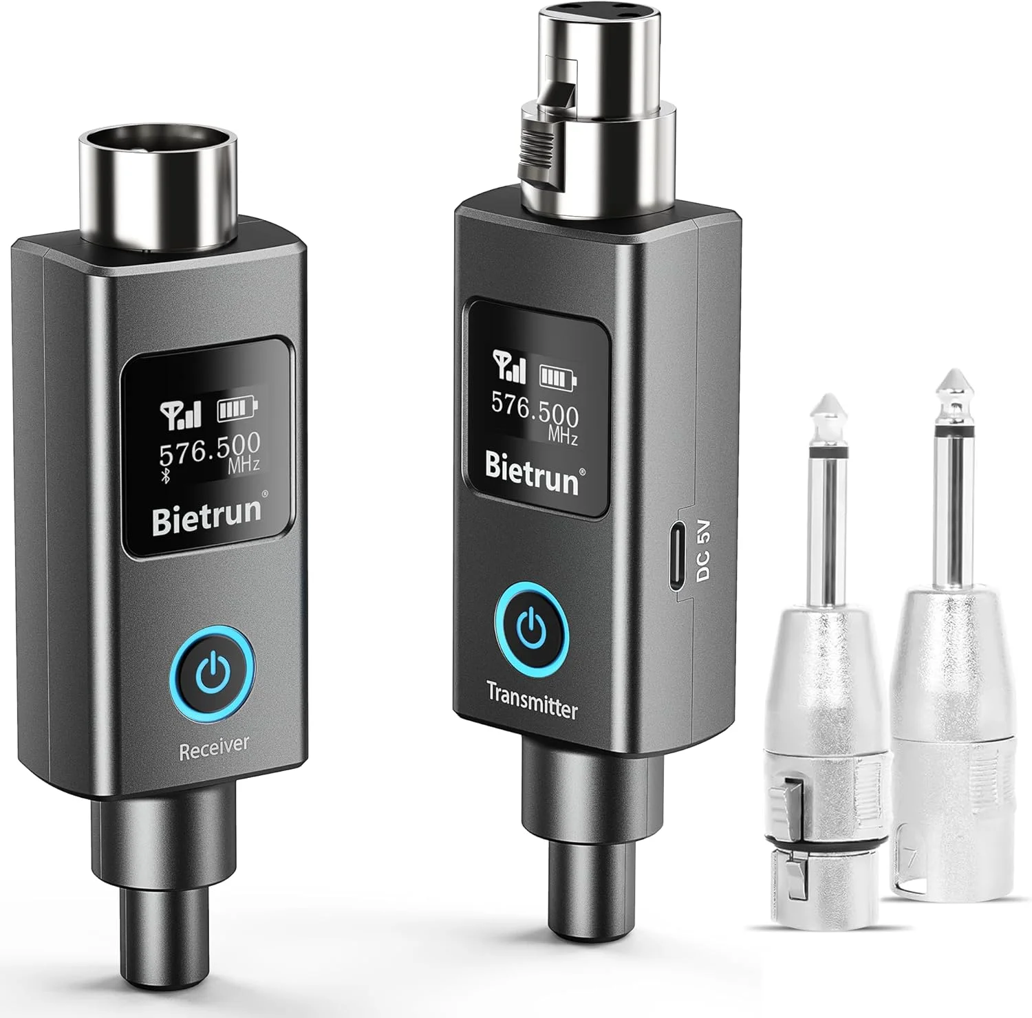 فرستنده و گیرنده بی سیم XLR بیترون، آداپتور میکروفون سیمی XLR به بی سیم، برد UHF 230 فوت، 30 کانال، گیرنده با بلوتوث، آداپتور 1/4 اینچی، برای میکروفون های دینامیک/کندانسر، رابط صوتی