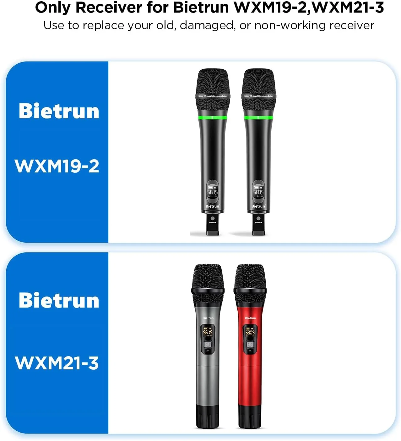 گیرنده/آداپتور جایگزین Bietrun مدل WXM19-2 و WXM21-3، دارای باتری 1200mAh با 7 ساعت زمان استفاده