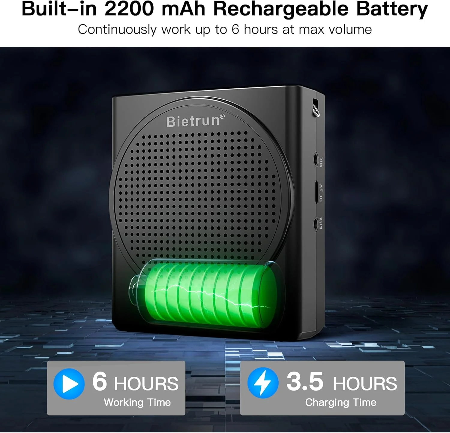 تقویت کننده صدای بلوتوث برای معلمان، تقویت کننده صدای مینی قابل حمل و شارژی با هدست میکروفون سیمی، سیستم PA بلندگو مگافون برای معلمان، آواز خواندن، آموزش، ارائه، راهنمای تور