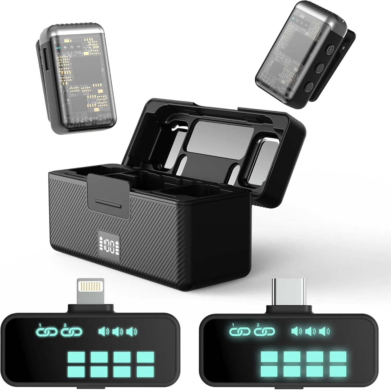 میکروفون یقه ای بی سیم Bietrun برای آیفون/اندروید/آیپد، با قابلیت حذف نویز و اکو، 48 کیلوهرتز 24 بیتی، برد 50 متری، 30 ساعت زمان کار، میکروفون قابل حمل برای پخش زنده TikTok/YouTube، ولاگ