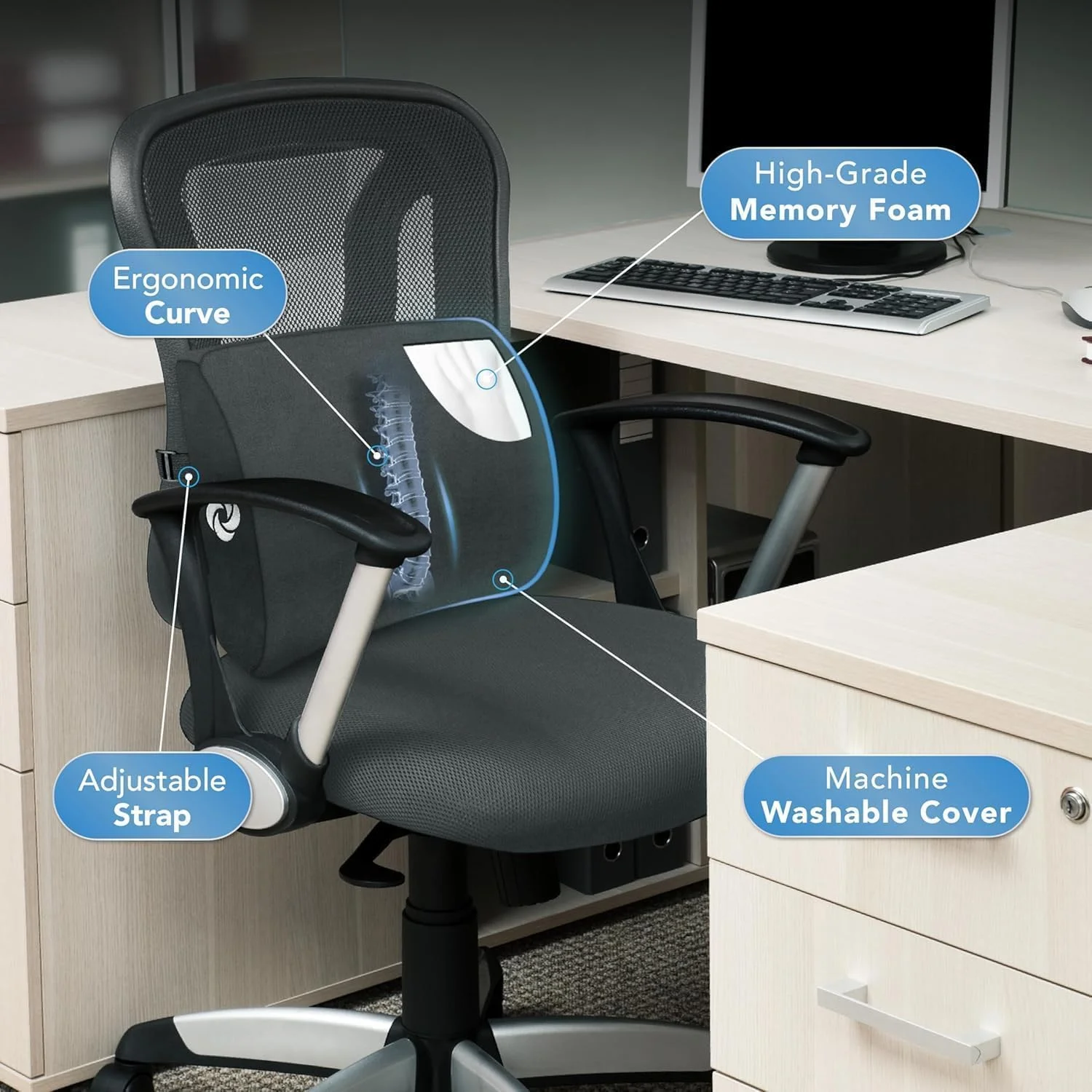 بالشتک پشتی طبی مموری فوم سامسونیت مدل Premium Plush - افزایش راحتی ناحیه کمر - 100% مموری فوم خالص - ایده آل برای خودرو یا دفتر کار - مناسب برای اکثر صندلی ها - توری تنفسی - روکش قابل شستشو بالشتک پشتی طبی مموری فوم سامسونیت مدل Premium Plush - افزایش راحتی ناحیه کمر - 100% مموری فوم خالص - ایده آل برای خودرو یا دفتر کار - مناسب برای اکثر صندلی ها - توری تنفسی - روکش قابل شستشو