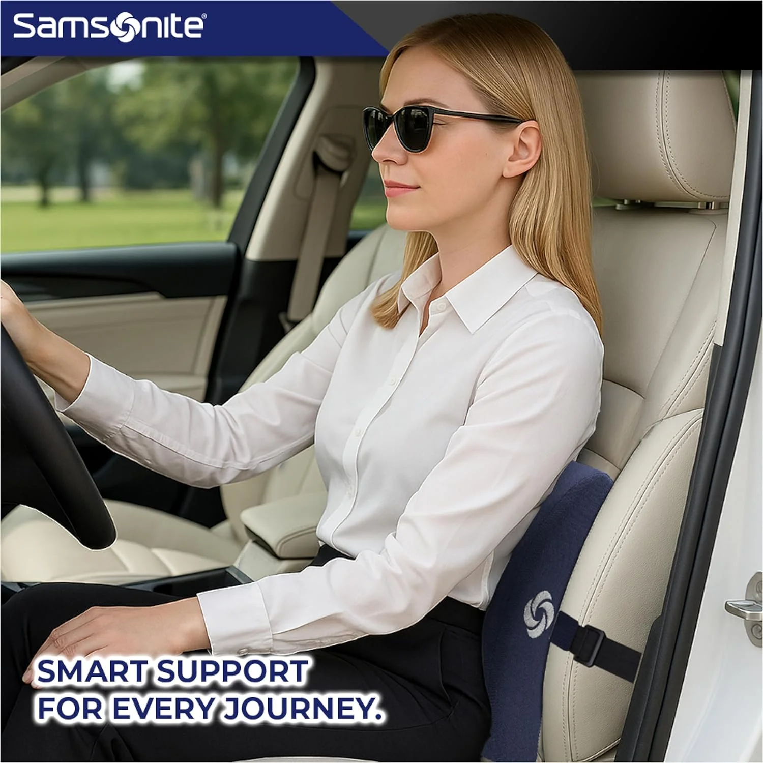 بالش طبی ارگونومیک پشتی کمری سامسونیت برای صندلی اداری و صندلی خودرو - بالش پشتی کمری فوم حافظه دار، پشتیبانی عالی از صندلی برای تسکین درد کمر و استفاده چند منظوره (آبی تیره) بالش طبی ارگونومیک پشتی کمری سامسونیت برای صندلی اداری و صندلی خودرو - بالش پشتی کمری فوم حافظه دار، پشتیبانی عالی از صندلی برای تسکین درد کمر و استفاده چند منظوره (آبی تیره)