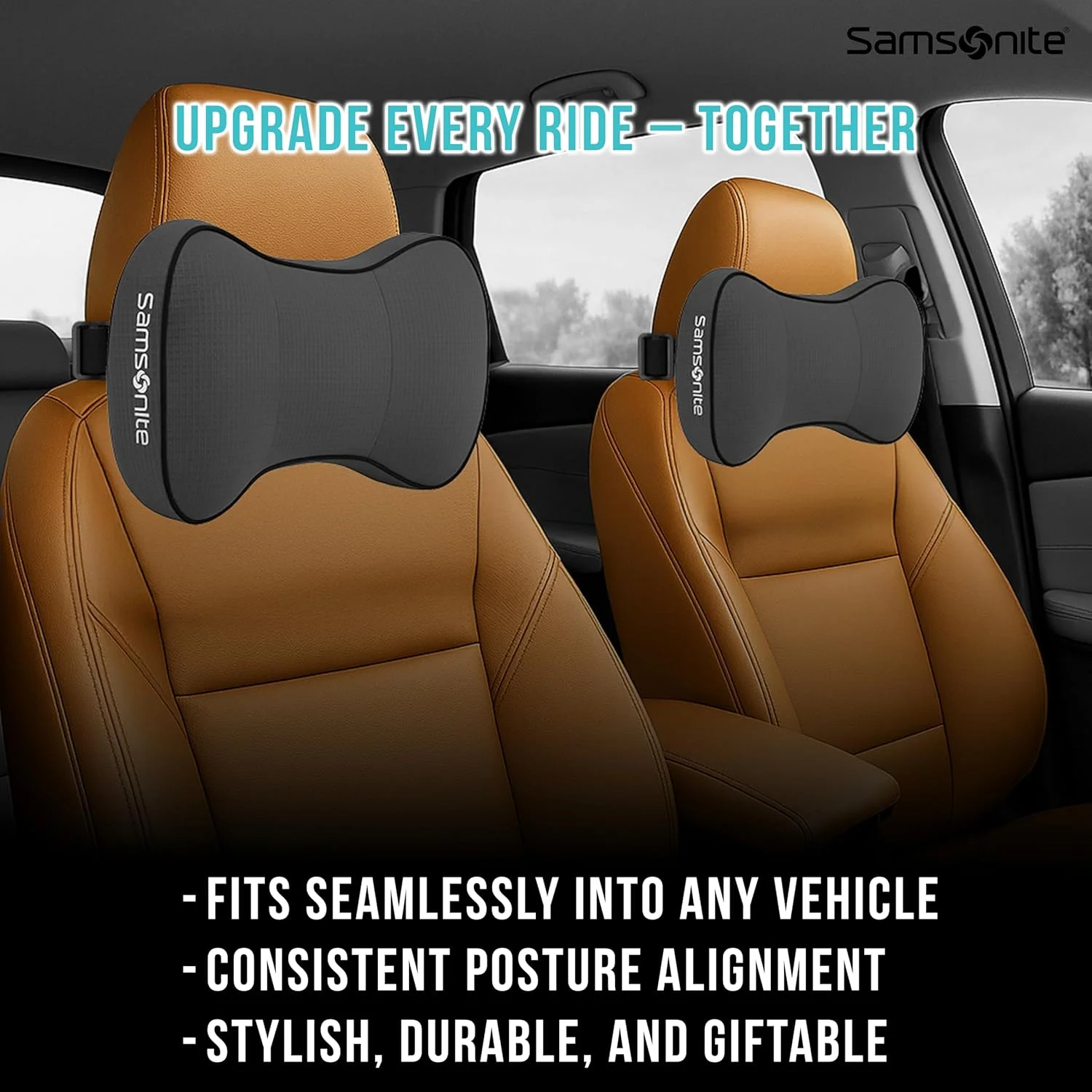 بالش گردنی خودرو سامسونیت - بالشتک تکیه گاه سر فوم نرم ژله ای حافظه دار برای رانندگی، طراحی ارگونومیک با بند قابل تنظیم، روکش قابل تنفس و جداشدنی، تسکین دهنده درد گردن، مشکی. بالش گردنی خودرو سامسونیت - بالشتک تکیه گاه سر فوم نرم ژله ای حافظه دار برای رانندگی، طراحی ارگونومیک با بند قابل تنظیم، روکش قابل تنفس و جداشدنی، تسکین دهنده درد گردن، مشکی.