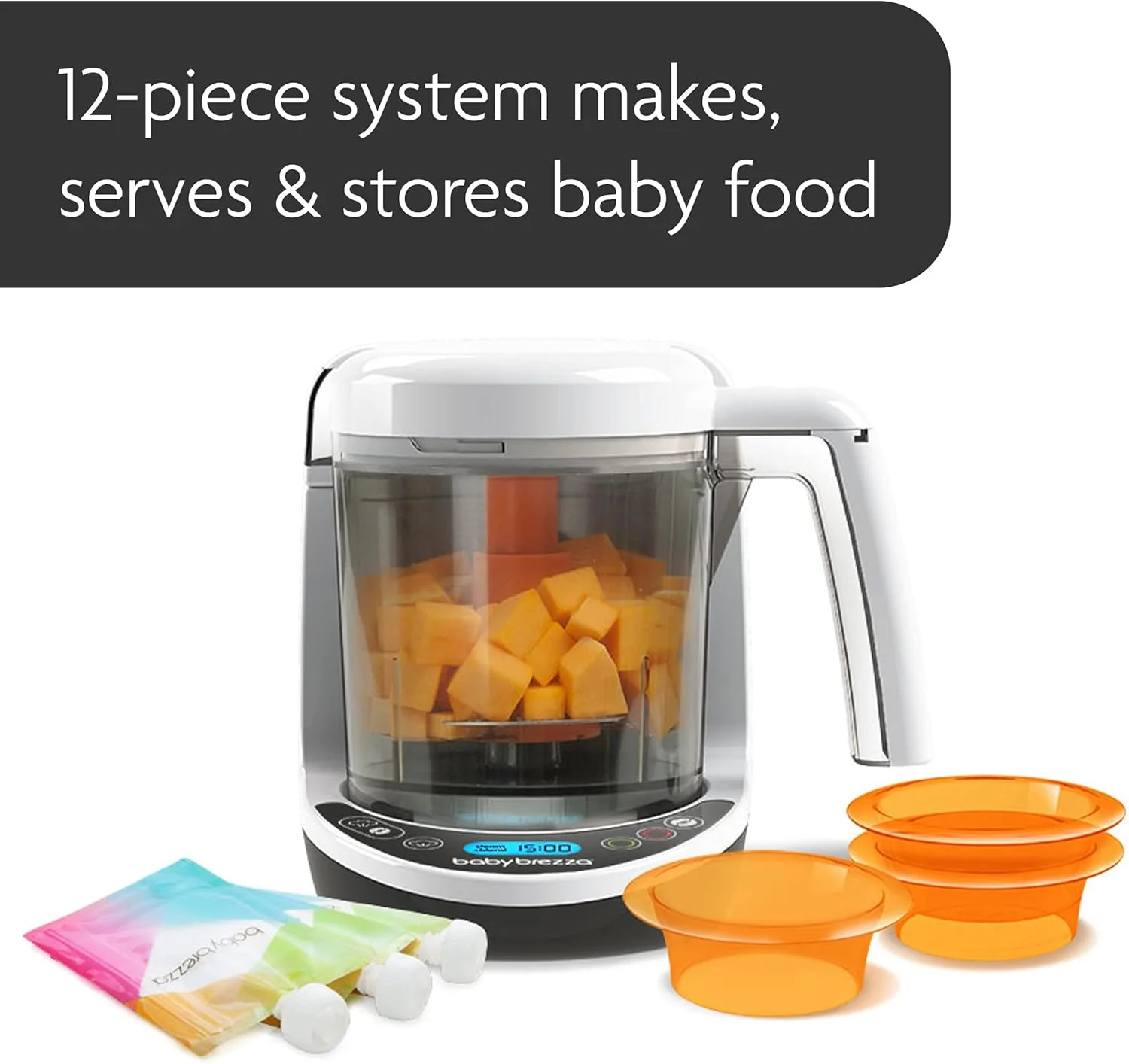 غذاساز کودک Baby Brezza One Step Deluxe - پخت و مخلوط کن در یک دستگاه برای بخارپز و پوره کردن غذای کودک - تهیه غذای ارگانیک برای نوزادان و کودکان نوپا - شامل 3 عدد کیسه و 3 عدد قیف غذاساز کودک Baby Brezza One Step Deluxe - پخت و مخلوط کن در یک دستگاه برای بخارپز و پوره کردن غذای کودک - تهیه غذای ارگانیک برای نوزادان و کودکان نوپا - شامل 3 عدد کیسه و 3 عدد قیف