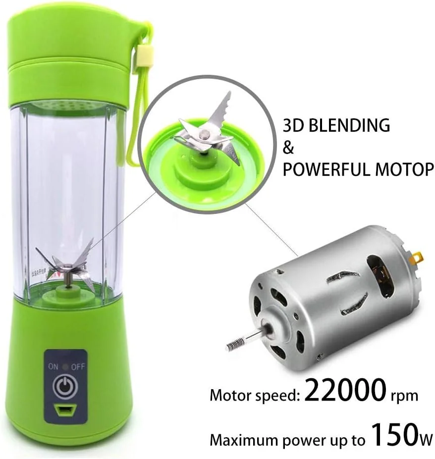 لیوان آبمیوه گیری USB شخصی، مخلوط کن آبمیوه گیری قابل حمل، مخلوط کن میوه خانگی - شش تیغه سه بعدی، دستگاه مخلوط کن میوه قابل شارژ برای مسافرت کودک 380 میلی لیتر (سبز) لیوان آبمیوه گیری USB شخصی، مخلوط کن آبمیوه گیری قابل حمل، مخلوط کن میوه خانگی - شش تیغه سه بعدی، دستگاه مخلوط کن میوه قابل شارژ برای مسافرت کودک 380 میلی لیتر (سبز)