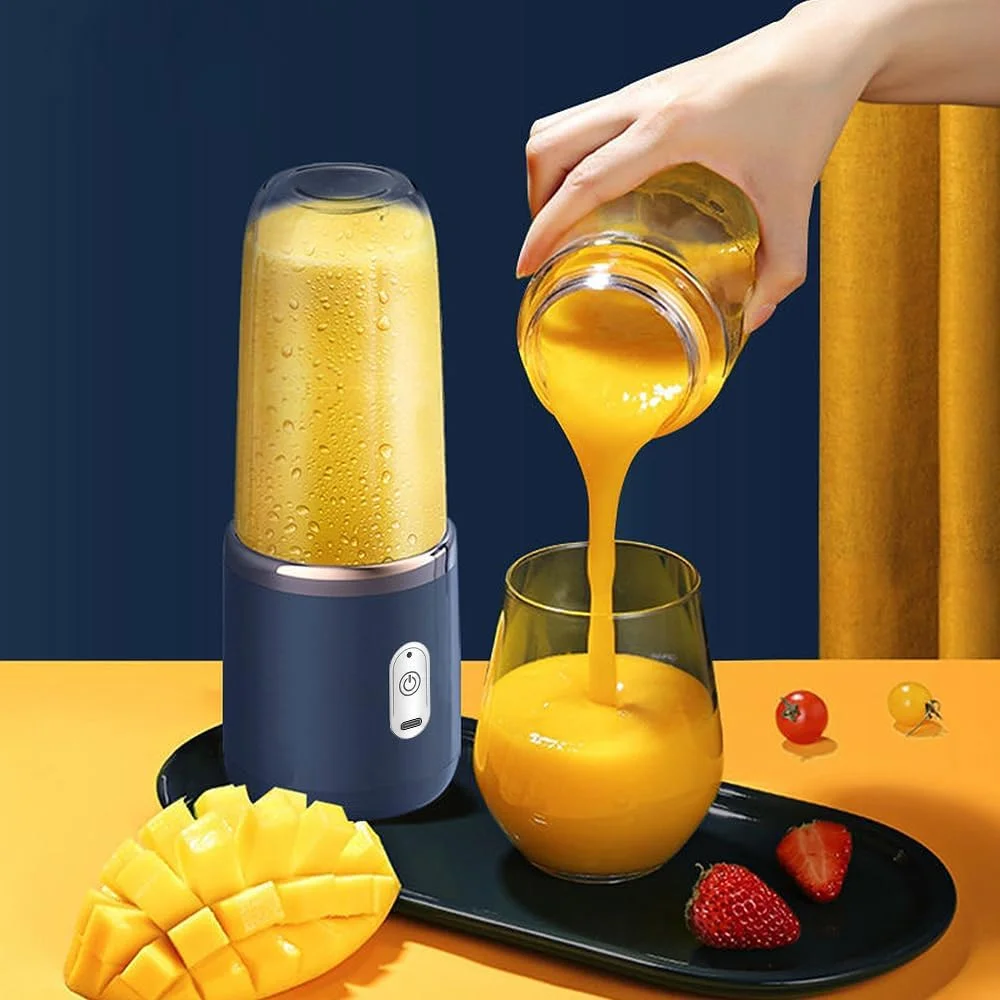 آبمیوه گیری، مخلوط کن کوچک Morelian 40W، مخلوط کن سریع قابل حمل کوچک، فنجان مخلوط کن شخصی، USB قابل شارژ، فنجان دوتایی (صورتی)