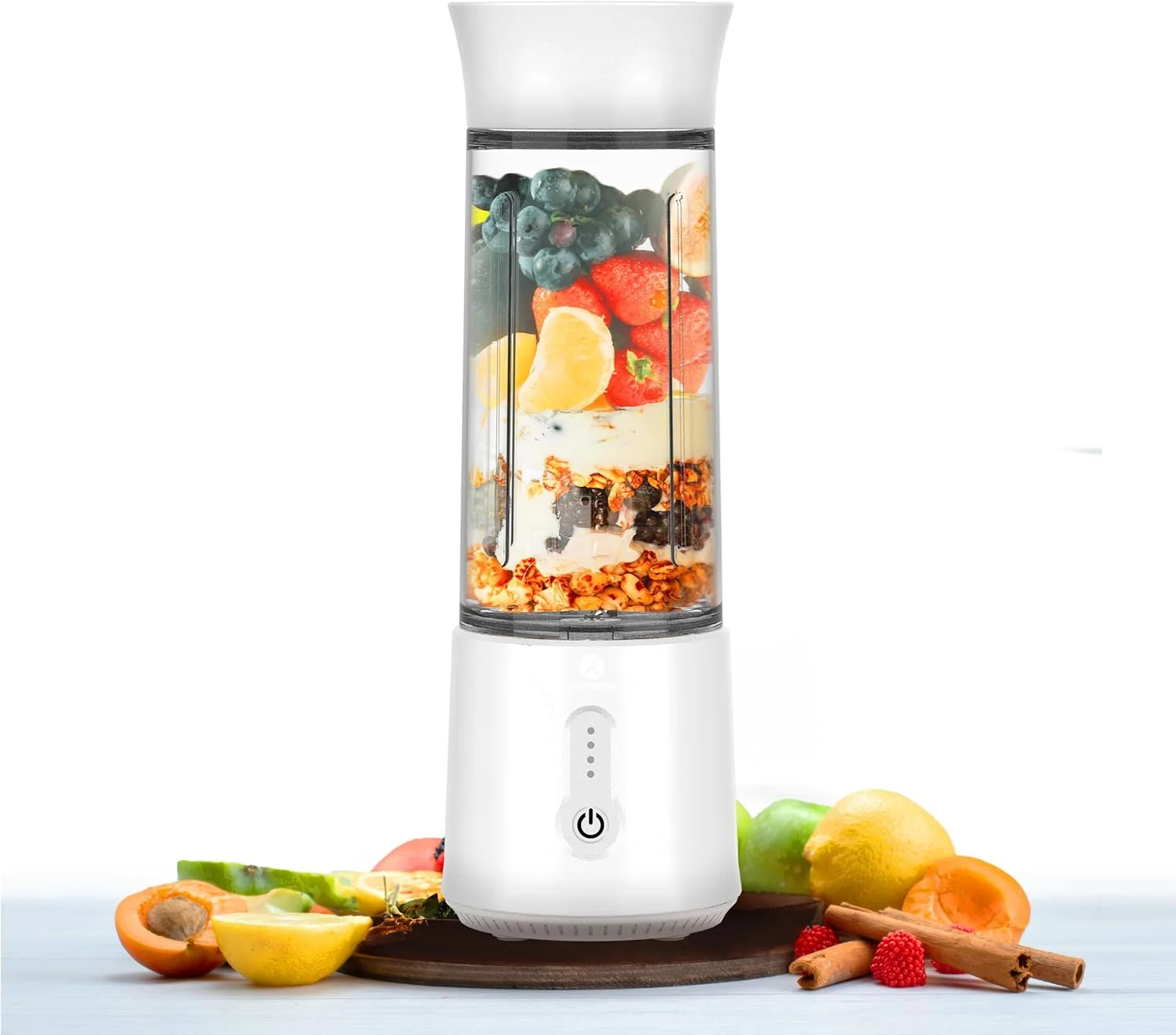 مخلوط کن قابل حمل XVersion 500ML - اسموتی ساز و آبمیوه گیری 6 تیغه پرسرعت، مخلوط کن کوچک قابل شارژ برای غذای کودک، باشگاه، دفتر، خانه و مسافرت (سفید خالص)