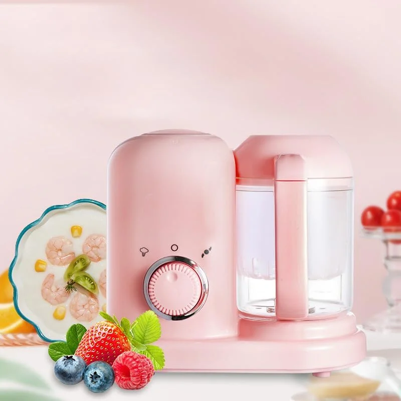 غذاساز کودک 4 در 1 Be-Worth به همراه سبد بخارپز، مخلوط کن و بخارپز غذای کودک، پخت و آسیاب خودکار، کاسه 400 میلی لیتری، صورتی