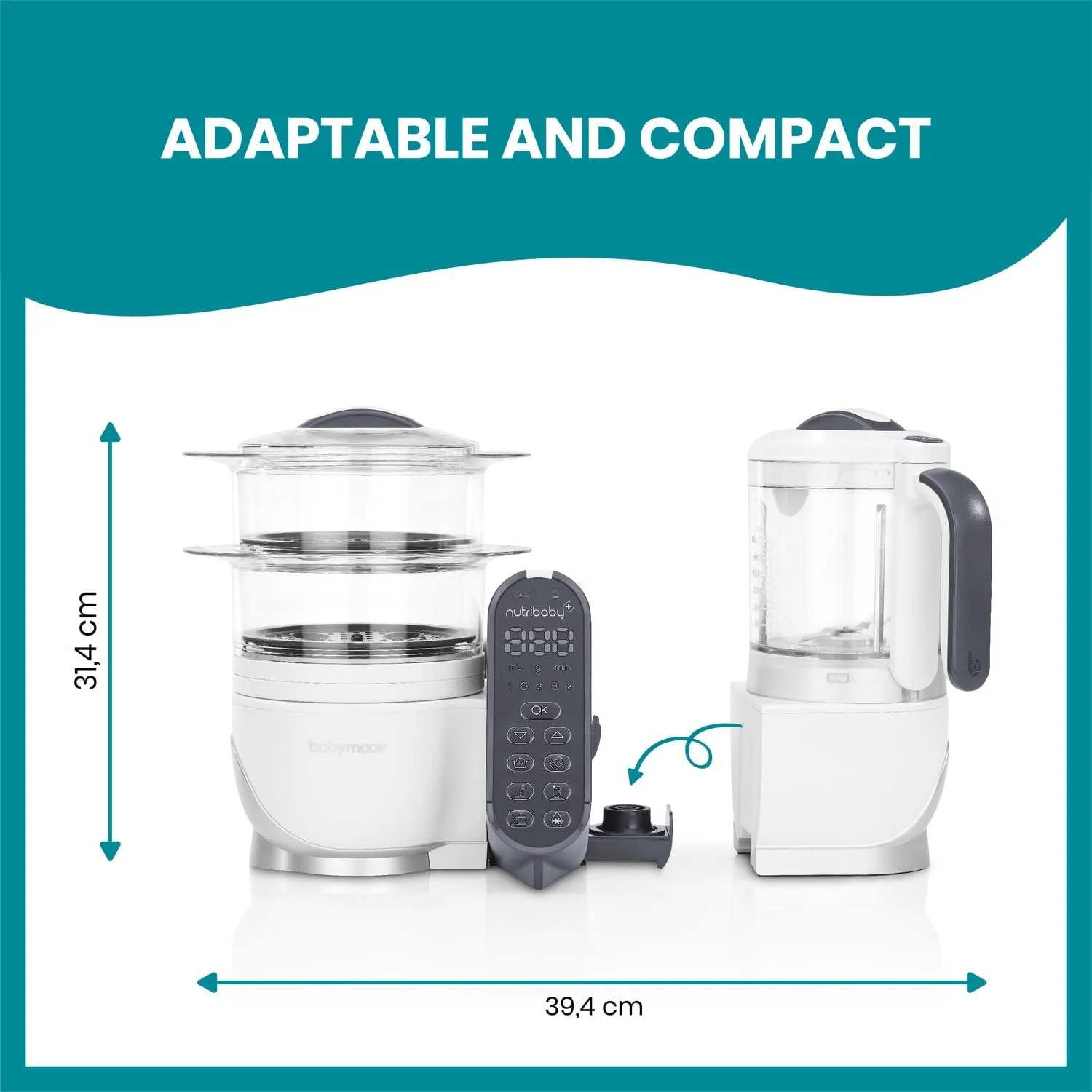 غذاساز و مخلوط کن کودک Babymoov Nutribaby (+) - خاکستری صنعتی غذاساز و مخلوط کن کودک Babymoov Nutribaby (+) - خاکستری صنعتی