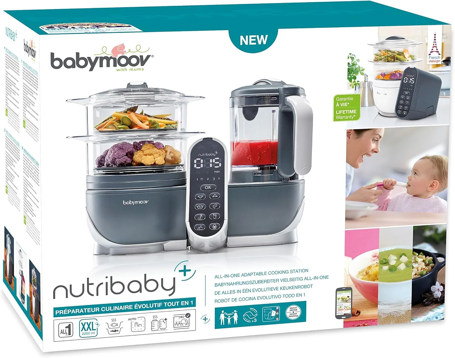 غذاساز و مخلوط کن کودک Babymoov Nutribaby (+) - خاکستری صنعتی غذاساز و مخلوط کن کودک Babymoov Nutribaby (+) - خاکستری صنعتی