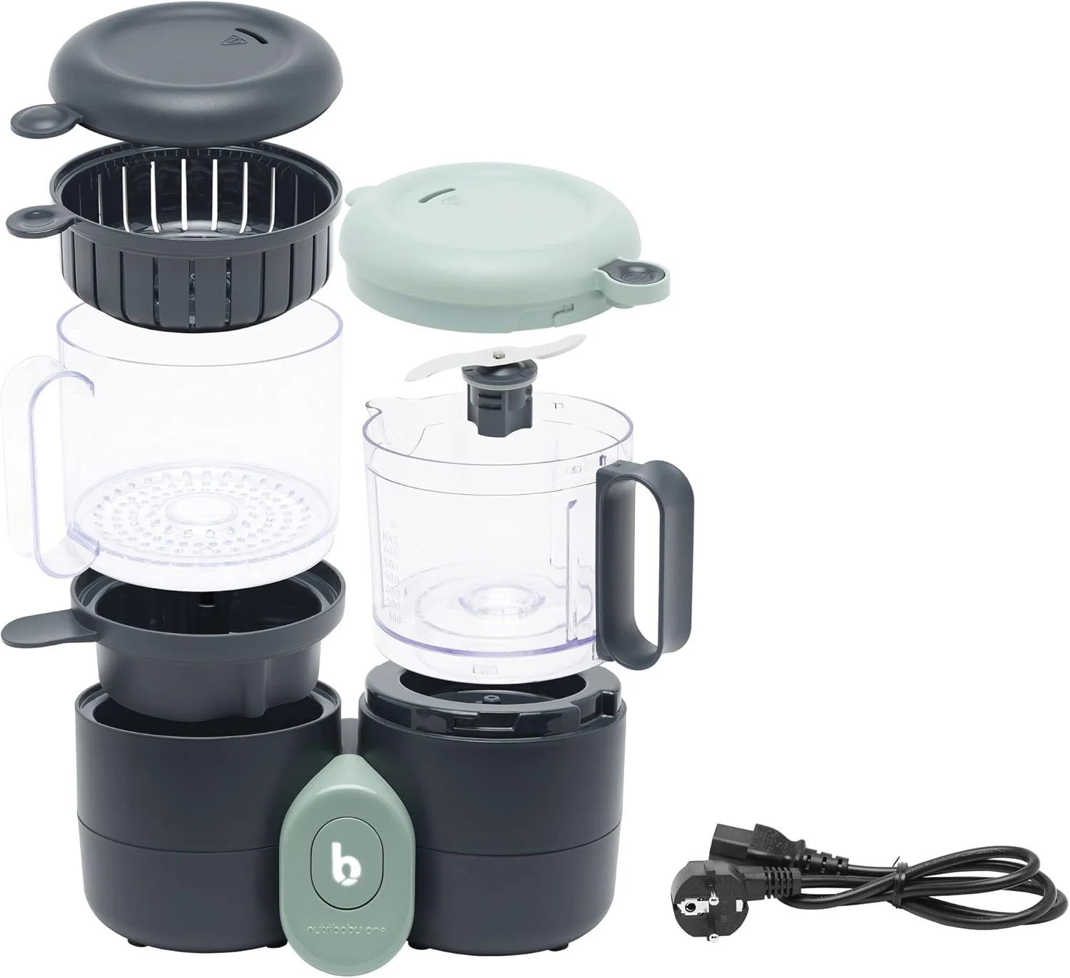 غذاساز کودک 4 در 1 Babymoov Nutribaby One + 3 عدد ظرف غذای کودک با درب 180 میلی لیتر و 2 قاشق سیلیکونی غذاساز کودک 4 در 1 Babymoov Nutribaby One + 3 عدد ظرف غذای کودک با درب 180 میلی لیتر و 2 قاشق سیلیکونی
