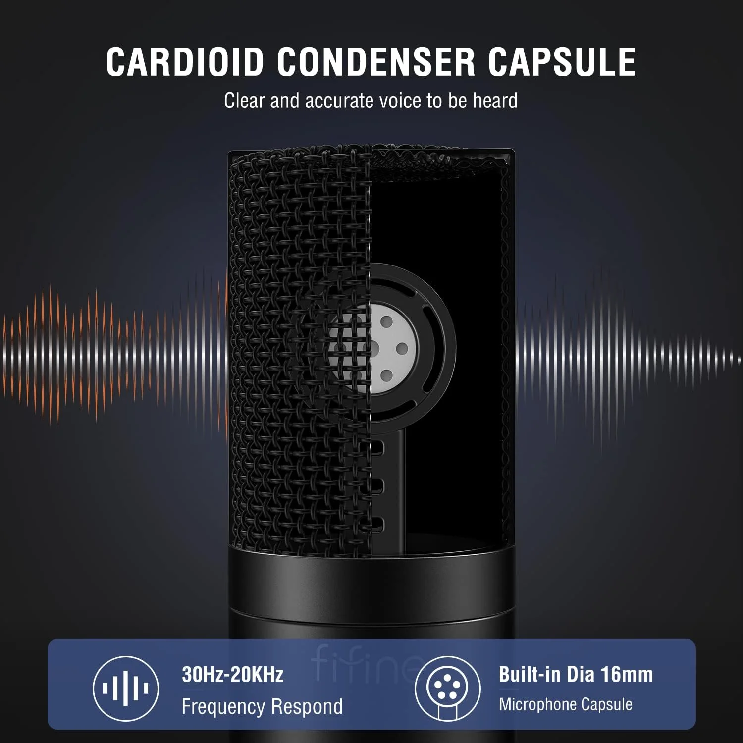میکروفون XLR FIFINE، میکروفون کاندنسر پادکست برای ضبط صدا، میکروفون استودیویی کاردیوئید، جنس فلزی، مشکی-K669C