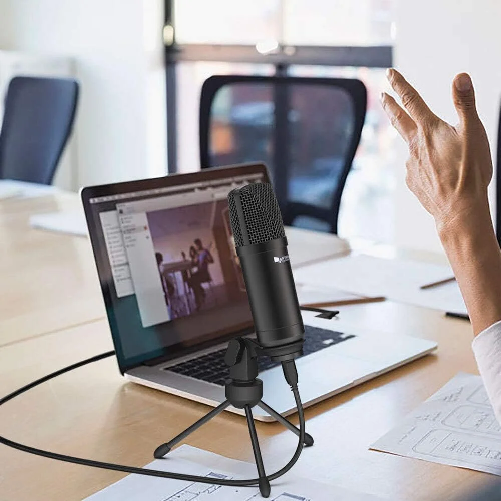 میکروفون رومیزی USB Fifine K730 مناسب برای ضبط پادکست میکروفون کاندنسر، مشکی