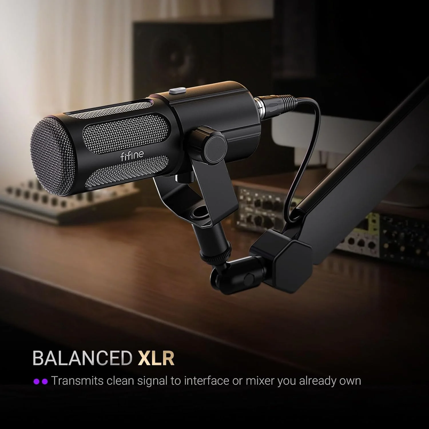 میکروفون پادکست FIFINE، میکروفون دینامیک USB/XLR برای ضبط صدا، پخش زنده، استریمینگ، میکروفون استودیویی PC با قابلیت تنظیم پاسخ فرکانسی، بی‌صدا کردن با لمس، مانیتورینگ هدفون - AmpliTank TANK6