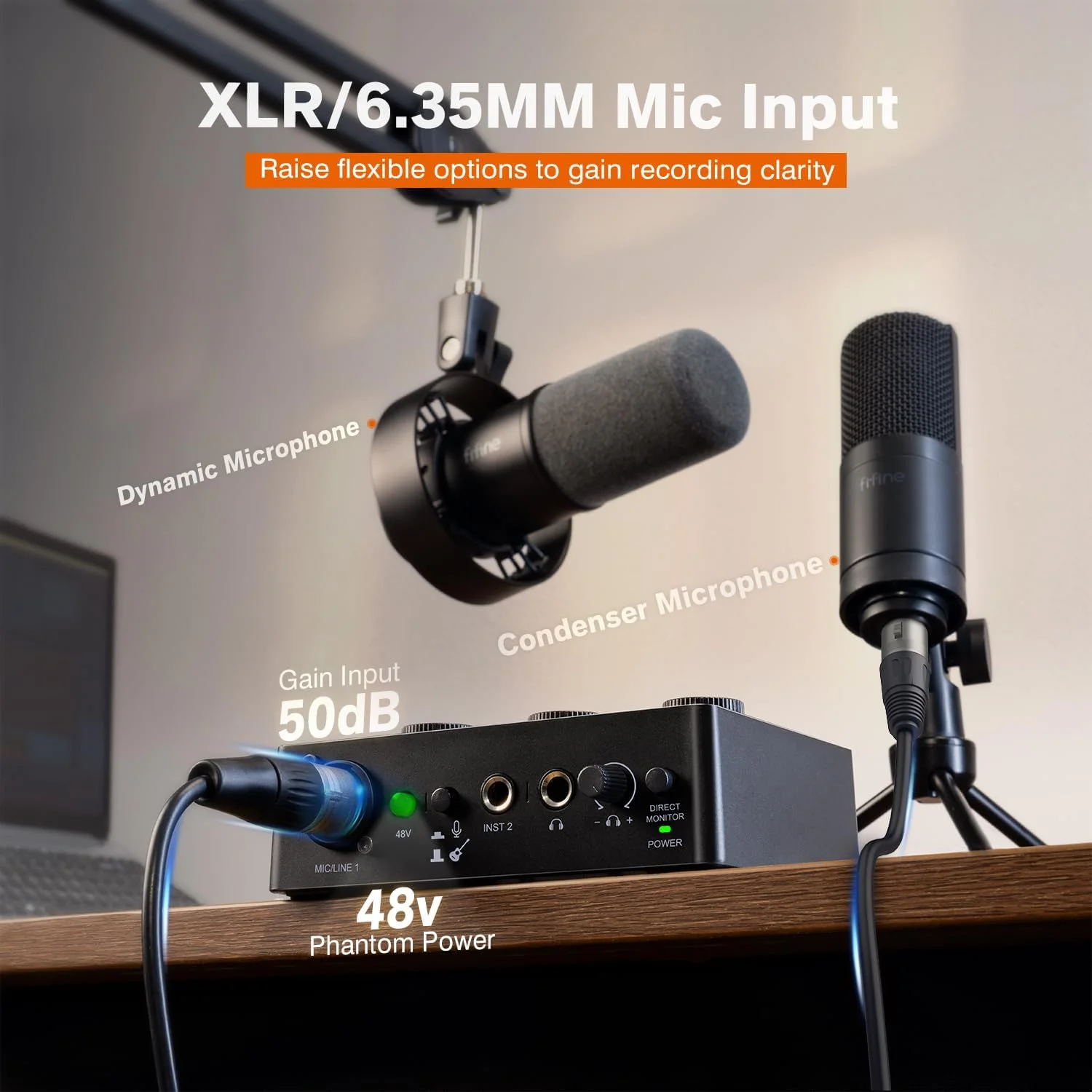 کارت صدای USB فایفاین برای ضبط، میکسر پادکست با خط میکروفون XLR، مانیتور مستقیم، دکمه گین، فانتوم پاور 48 ولت، برای ساز گیتار، موسیقی، تولید محتوای ویدیویی، وکال - AMPLITANK SC1 کارت صدای USB فایفاین برای ضبط، میکسر پادکست با خط میکروفون XLR، مانیتور مستقیم، دکمه گین، فانتوم پاور 48 ولت، برای ساز گیتار، موسیقی، تولید محتوای ویدیویی، وکال - AMPLITANK SC1