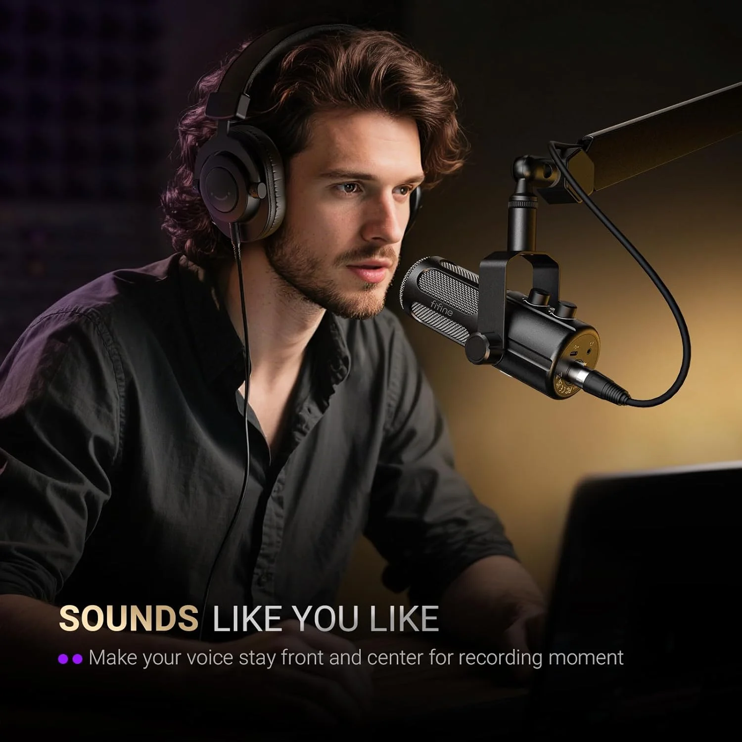 میکروفون پادکست FIFINE، میکروفون دینامیک USB/XLR برای ضبط صدا، پخش زنده، استریمینگ، میکروفون استودیویی PC با قابلیت تنظیم پاسخ فرکانسی، بی‌صدا کردن با لمس، مانیتورینگ هدفون - AmpliTank TANK6