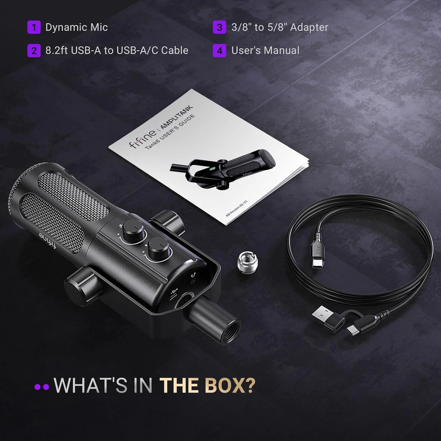 میکروفون پادکست FIFINE، میکروفون دینامیک USB/XLR برای ضبط صدا، پخش زنده، استریمینگ، میکروفون استودیویی PC با قابلیت تنظیم پاسخ فرکانسی، بی‌صدا کردن با لمس، مانیتورینگ هدفون - AmpliTank TANK6