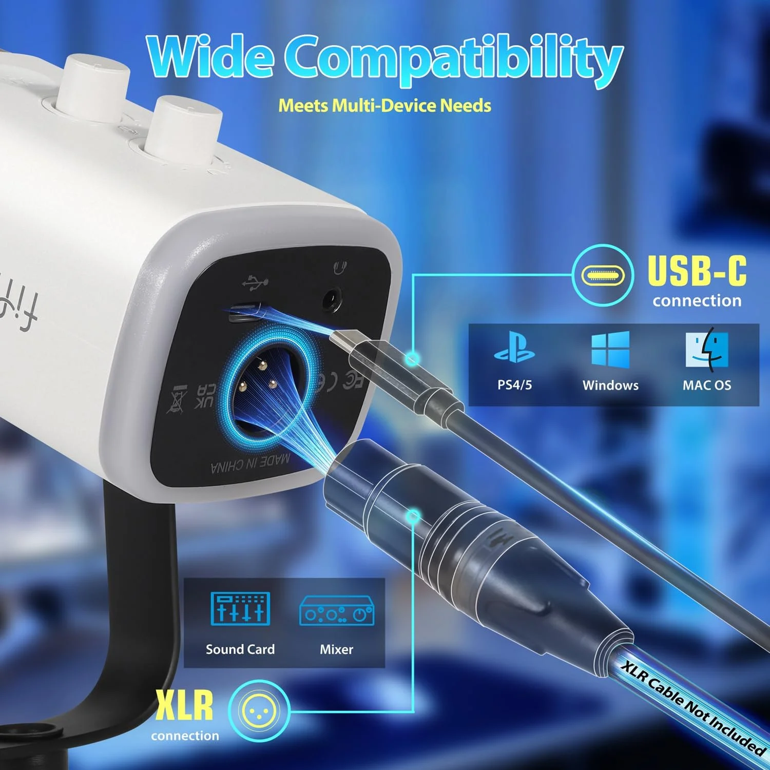 میکروفون گیمینگ USB XLR FIFINE برای PC PS4 PS5، میکروفون استریمینگ داینامیک برای استودیو پادکست برای ضبط استودیویی میکروفون گیمینگ USB XLR FIFINE برای PC PS4 PS5، میکروفون استریمینگ داینامیک برای استودیو پادکست برای ضبط استودیویی