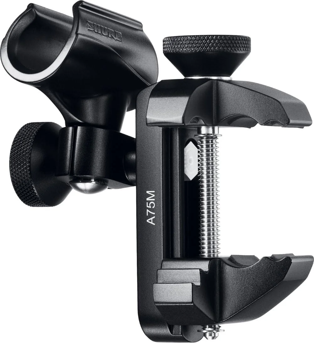 نگهدارنده میکروفون یونیورسال Shure A75M با آداپتورهای گیره بزرگ و کوچک و پایه آداپتور رزوه ای یونیورسال