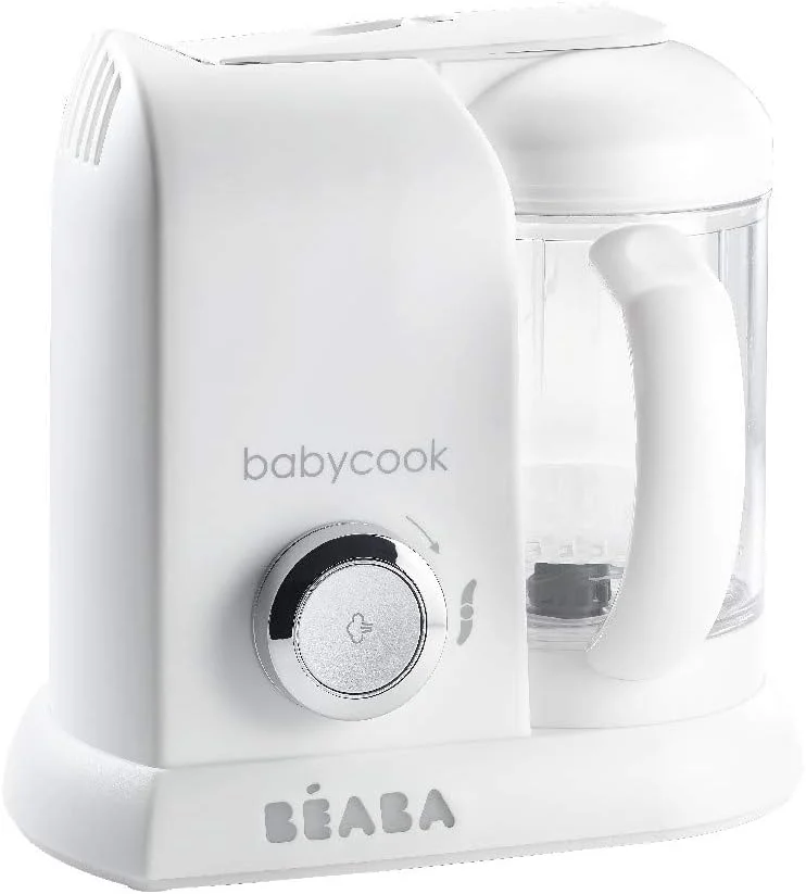 Béaba BEABA - Babycook Solo - دستگاه غذاساز کودک - 4 در 1: پردازشگر غذای کودک، مخلوط کن و پزنده - پخت و پز بخارپز نرم - سریع - تنوع غذایی برای کودک شما - سفید/نقره ای