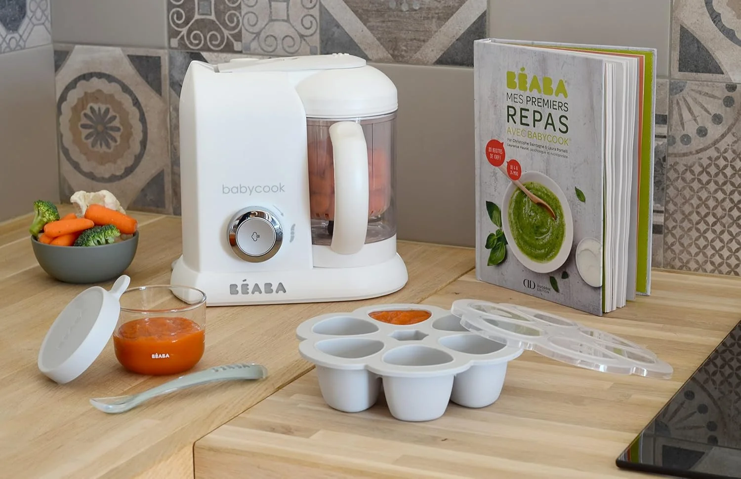 Béaba BEABA - Babycook Solo - دستگاه غذاساز کودک - 4 در 1: پردازشگر غذای کودک، مخلوط کن و پزنده - پخت و پز بخارپز نرم - سریع - تنوع غذایی برای کودک شما - سفید/نقره ای Béaba BEABA - Babycook Solo - دستگاه غذاساز کودک - 4 در 1: پردازشگر غذای کودک، مخلوط کن و پزنده - پخت و پز بخارپز نرم - سریع - تنوع غذایی برای کودک شما - سفید/نقره ای