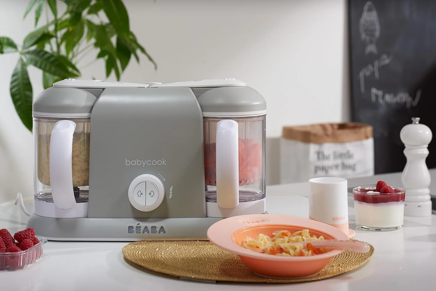 بِ آبا BEABA - Babycook Duo - دستگاه غذاساز کودک 4 در 1: پردازنده غذا، مخلوط کن و پزنده - پخت و پز بخارپز نرم - غذای کودک خانگی در 15 دقیقه - XXL: ظرفیت 2 x 1100 میلی لیتر - خاکستری بِ آبا BEABA - Babycook Duo - دستگاه غذاساز کودک 4 در 1: پردازنده غذا، مخلوط کن و پزنده - پخت و پز بخارپز نرم - غذای کودک خانگی در 15 دقیقه - XXL: ظرفیت 2 x 1100 میلی لیتر - خاکستری