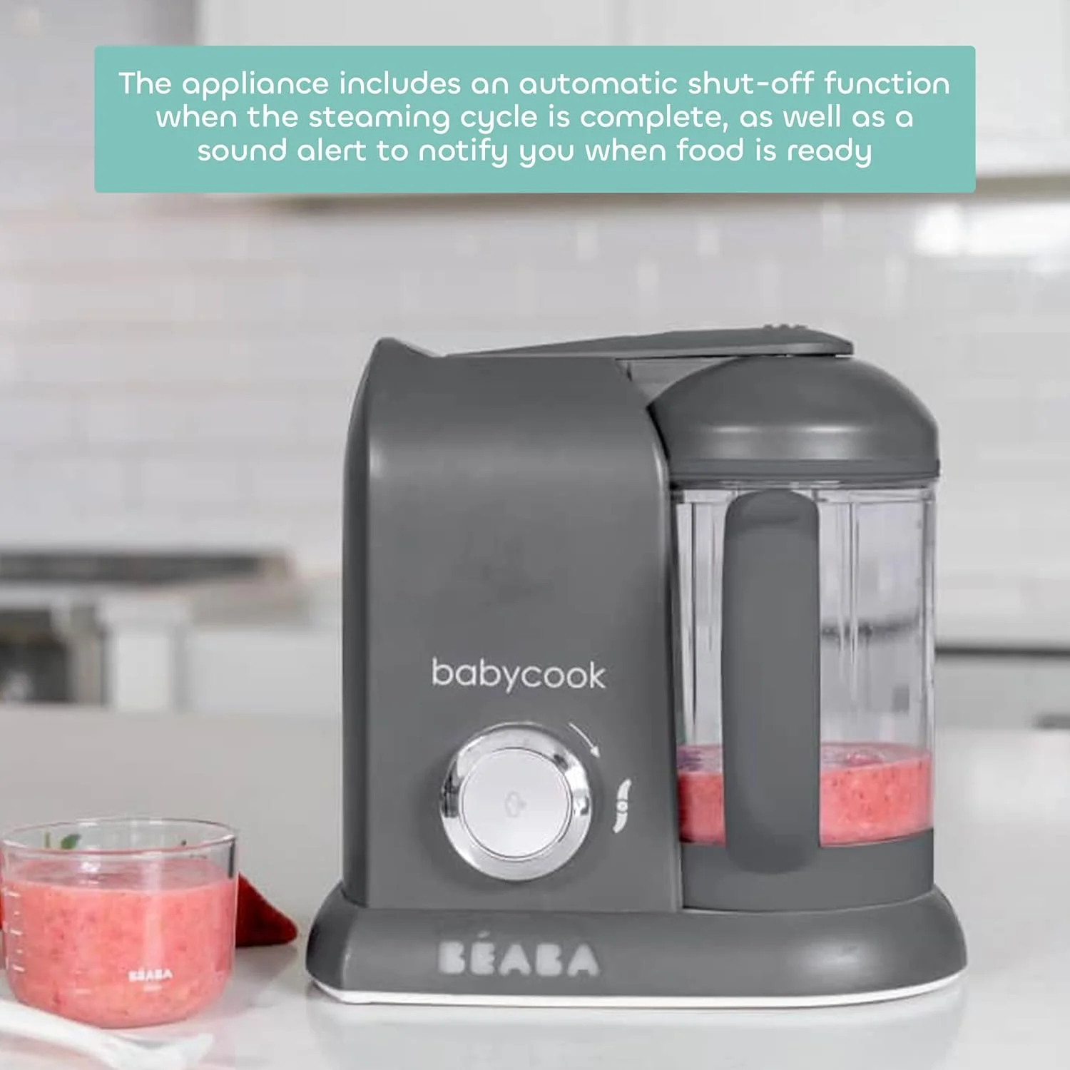بیبا BEABA - Babycook Solo - دستگاه غذاساز کودک - 4 در 1: پردازنده غذای کودک، مخلوط کن و پزنده - پخت بخارپز نرم - سریع - تنوع غذایی برای کودک شما - خاکستری تیره