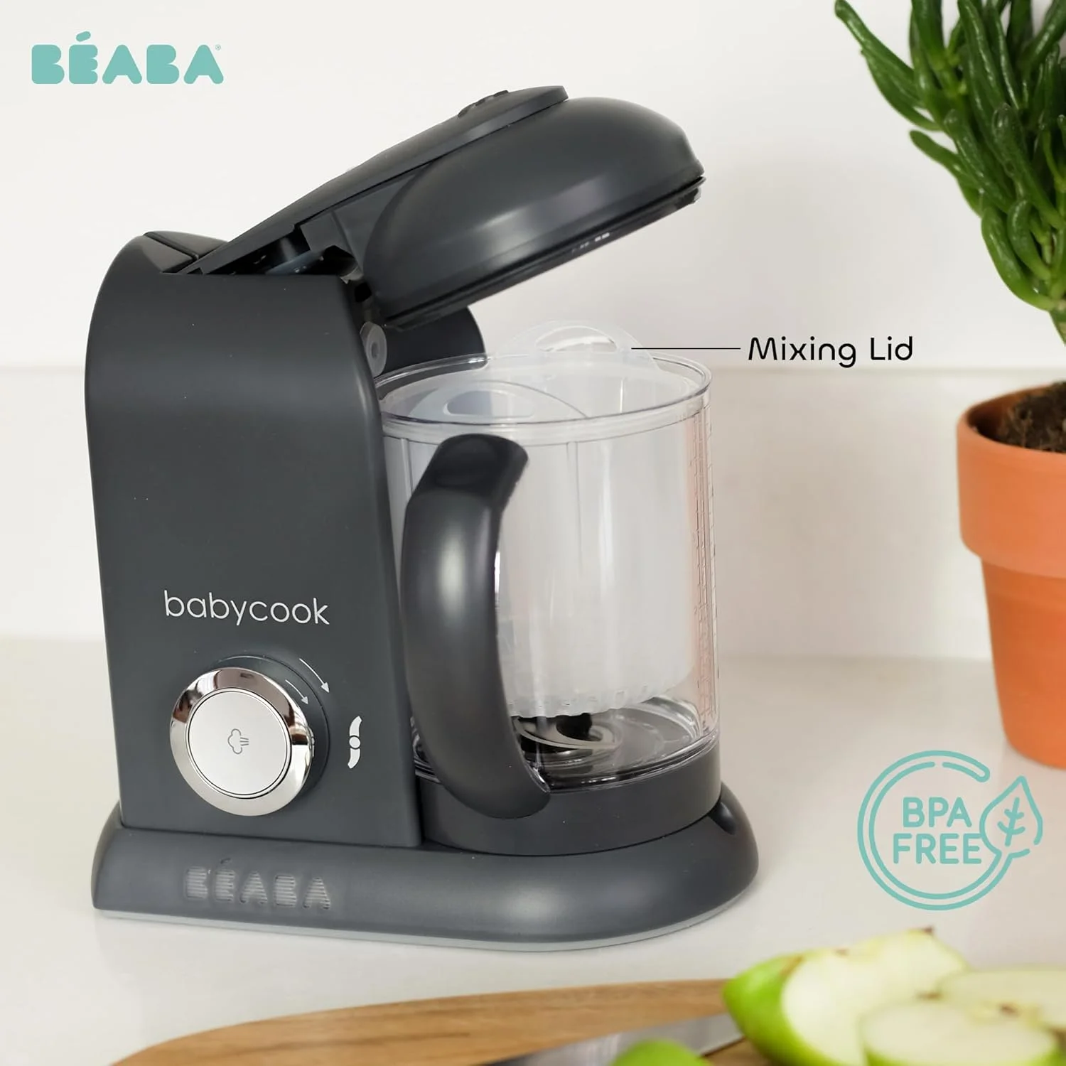 بیبا BEABA - Babycook Solo - دستگاه غذاساز کودک - 4 در 1: پردازنده غذای کودک، مخلوط کن و پزنده - پخت بخارپز نرم - سریع - تنوع غذایی برای کودک شما - خاکستری تیره